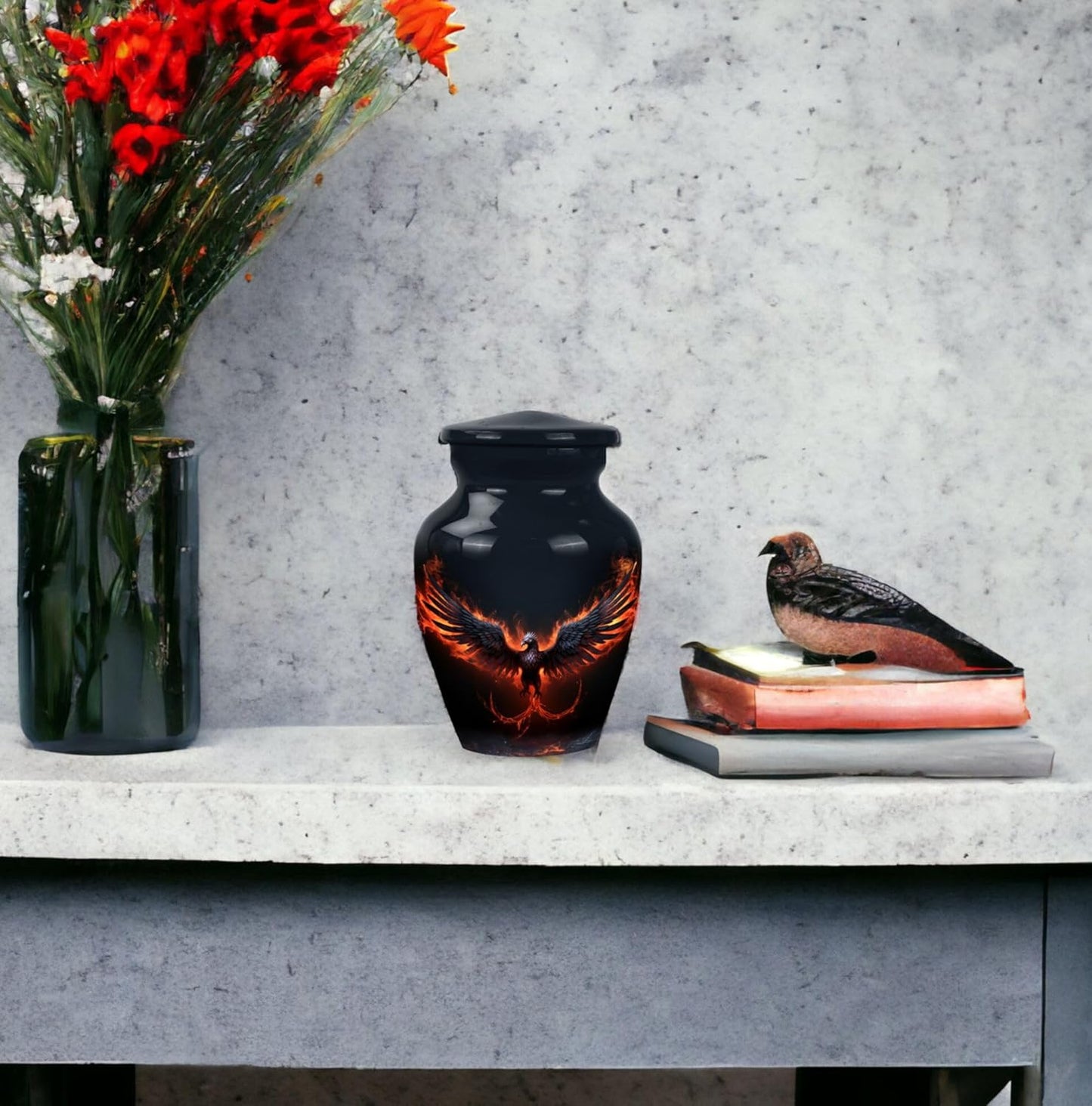 YASUBJAG Dove Urn - Aluminium Cremation Urn for Adults, Multicolor, Birds Pattern, 10 Inch