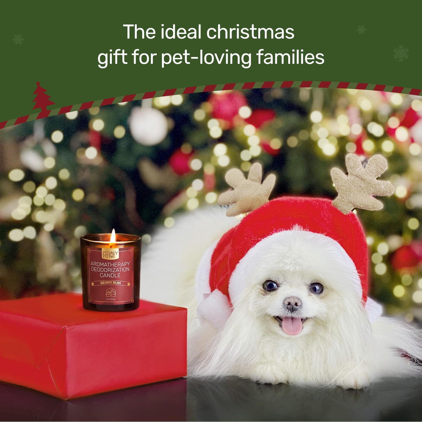 Furry Purr Pet Odor Eliminator Candle, Natural Soy Wax Candles with Catnip Essential Oil, Pet-Friendly Candles for Home Scented, Pet Lover Gifts, 60-Hour Burn Time, Lily of The Valley Fragrance, 7 oz