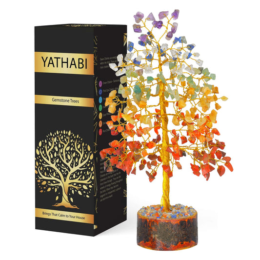 Tree of Life Gemstone Bonsai - Artificial Home and Office Decor, Spiritual Gift With Chakra Stones, Love Stone, Positive Energy - Crystal Rose Quartz