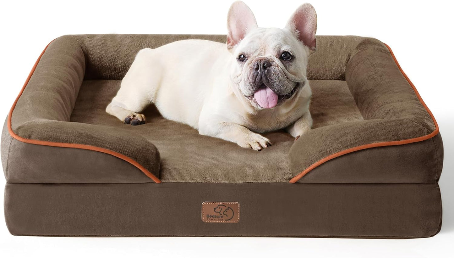 Bedsure Dog Sofa Bed Extra Large - Washable Orthopedic Dog Beds and Couch with Removable Flannel Zipper Cover, XL Plus Waterproof Human Dog Bed for Adults, Squre Pet Bed