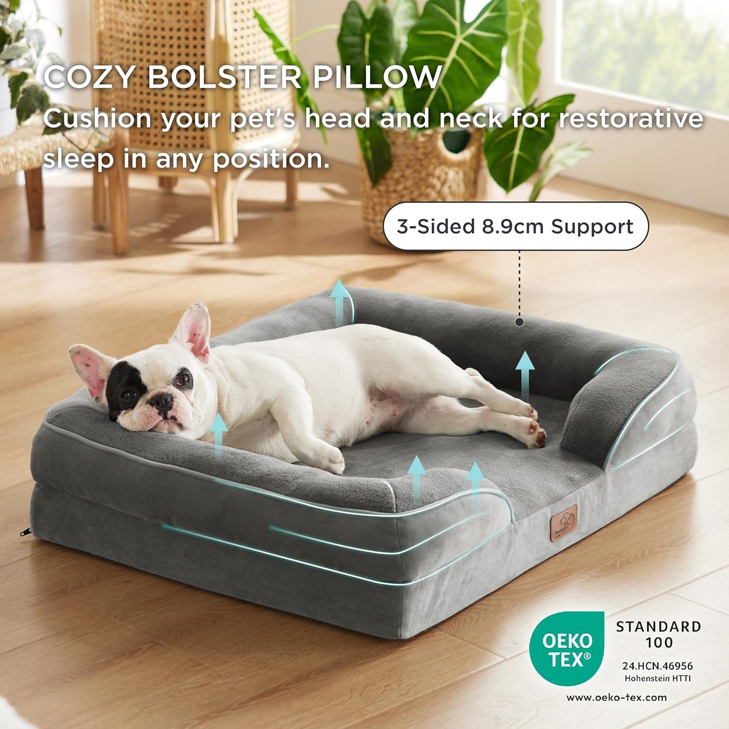Bedsure Dog Sofa Bed Extra Large - Washable Orthopedic Dog Beds and Couch with Removable Flannel Zipper Cover, XL Plus Waterproof Human Dog Bed for Adults, Squre Pet Bed