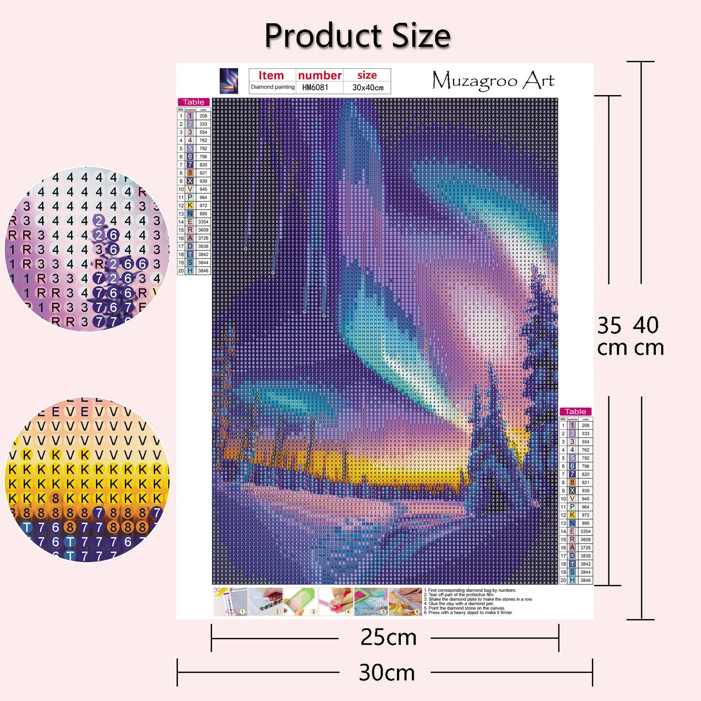 Muzagroo Art 5D Diamond Painting Kits for Adults, DIY Diamond Art Kits for Beginners, Turtle Diamond Dot Kits Gem Arts and Crafts for Living Room, Gem Painting Bedroom 4 PCS Wall Art