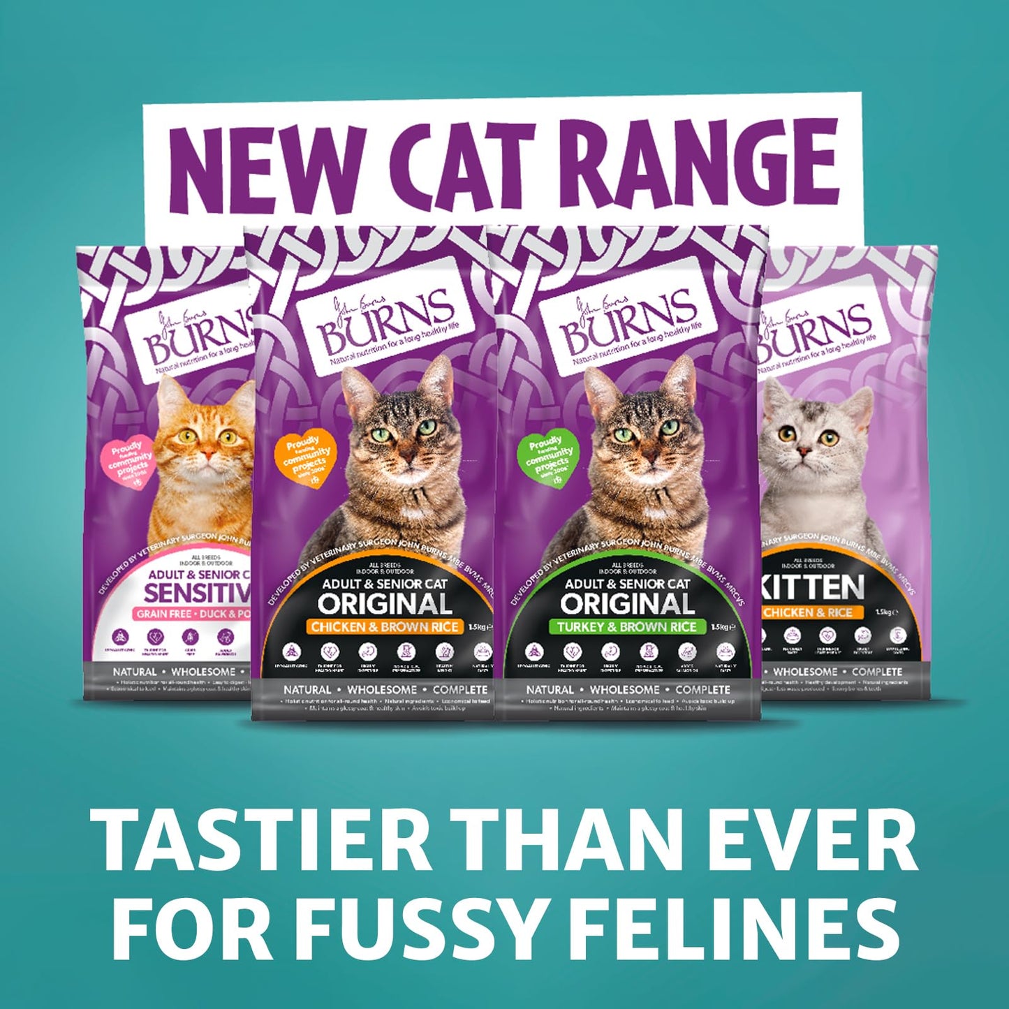 Burns Pet Nutrition Cat Food Sensitive Duck and Potato Grain Free 1.5 kg
