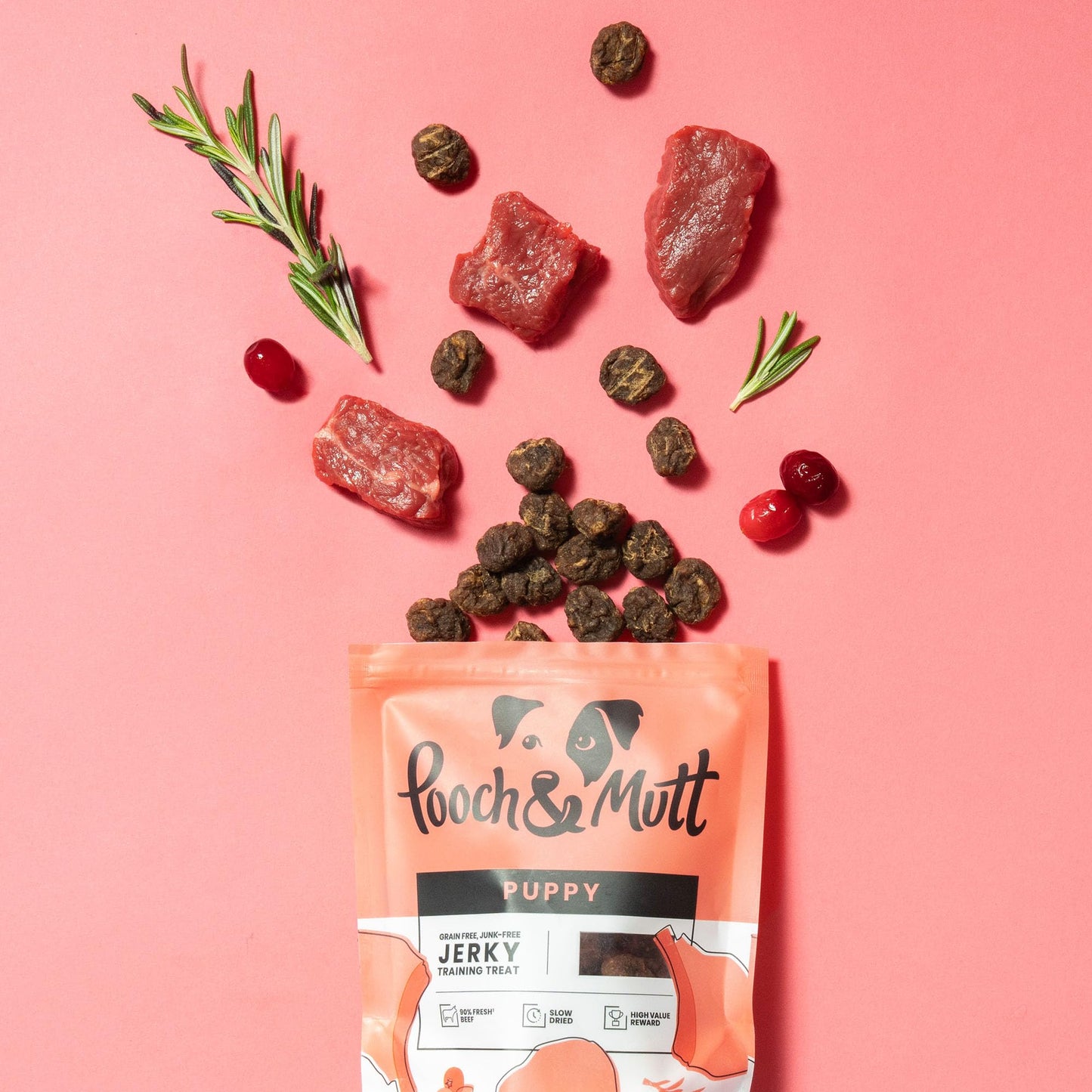Pooch & Mutt - Meaty Jerky Treats, Grain Free Baltic Beef for Training Reward