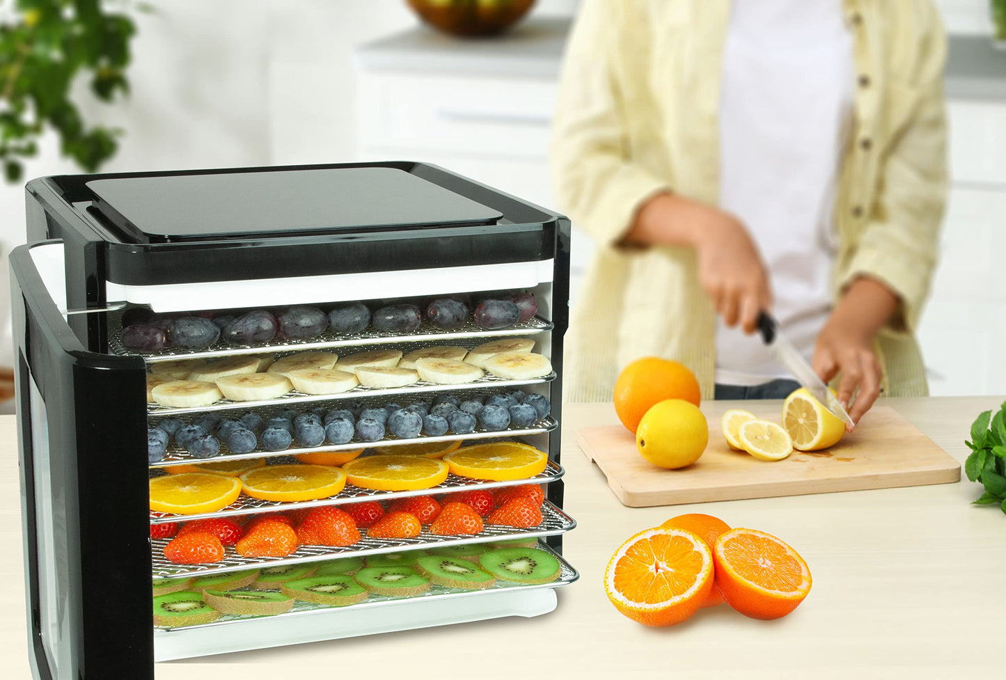 Nebula 450W Round 5 Tray Food Dehydrator | Adjustable Height, 35-70°C Temperature Control, 1-48 Hour Timer, Mesh Trays | Compact & Efficient Drying for Fruits, Vegetables, Meat, Herbs & Snacks