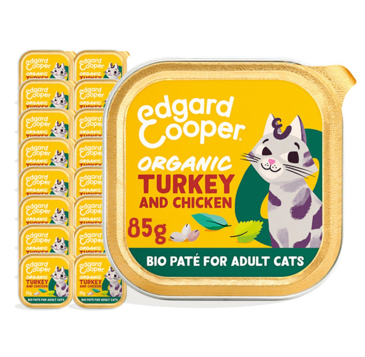 Edgard Cooper Grain Free Wet Cat Food Pate for Adult Cats (Salmon&Chicken 16 x 85g), Natural Cat Food in Cup for Sterilized or Active Cats, Fresh Meat, No Added Sugar