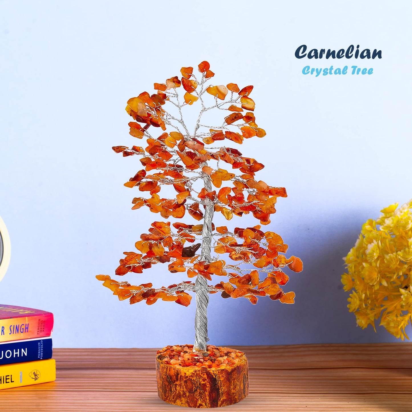 Tree of Life Gemstone Bonsai - Artificial Home and Office Decor, Spiritual Gift With Chakra Stones, Love Stone, Positive Energy - Crystal Rose Quartz