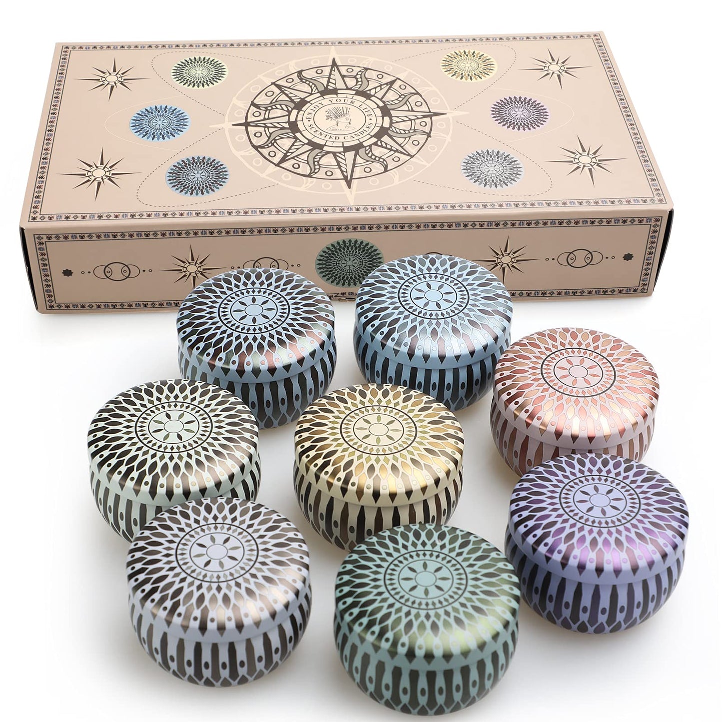 Yinuo Mirror Gifts for Women, 24 x 70 g Scented Candles Gift Set for Women, Soy Wax Aromatherapy Candles for Christmas, Birthday, Mother's Day, Valentine's Day, Bathroom, Yoga