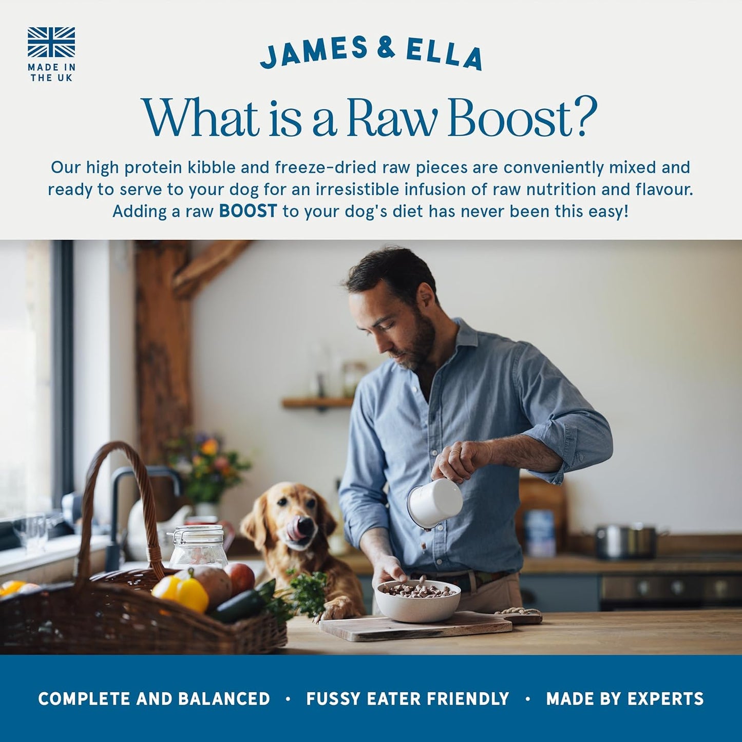 James & Ella Kibble + Raw Dog Food - Grass Fed Beef (1.5kg) ❘ Nutritious High Protein Kibble Combined with Freeze-Dried Raw Meat Nuggets, Contains Essential Oils & Minerals, Grain & Gluten Free
