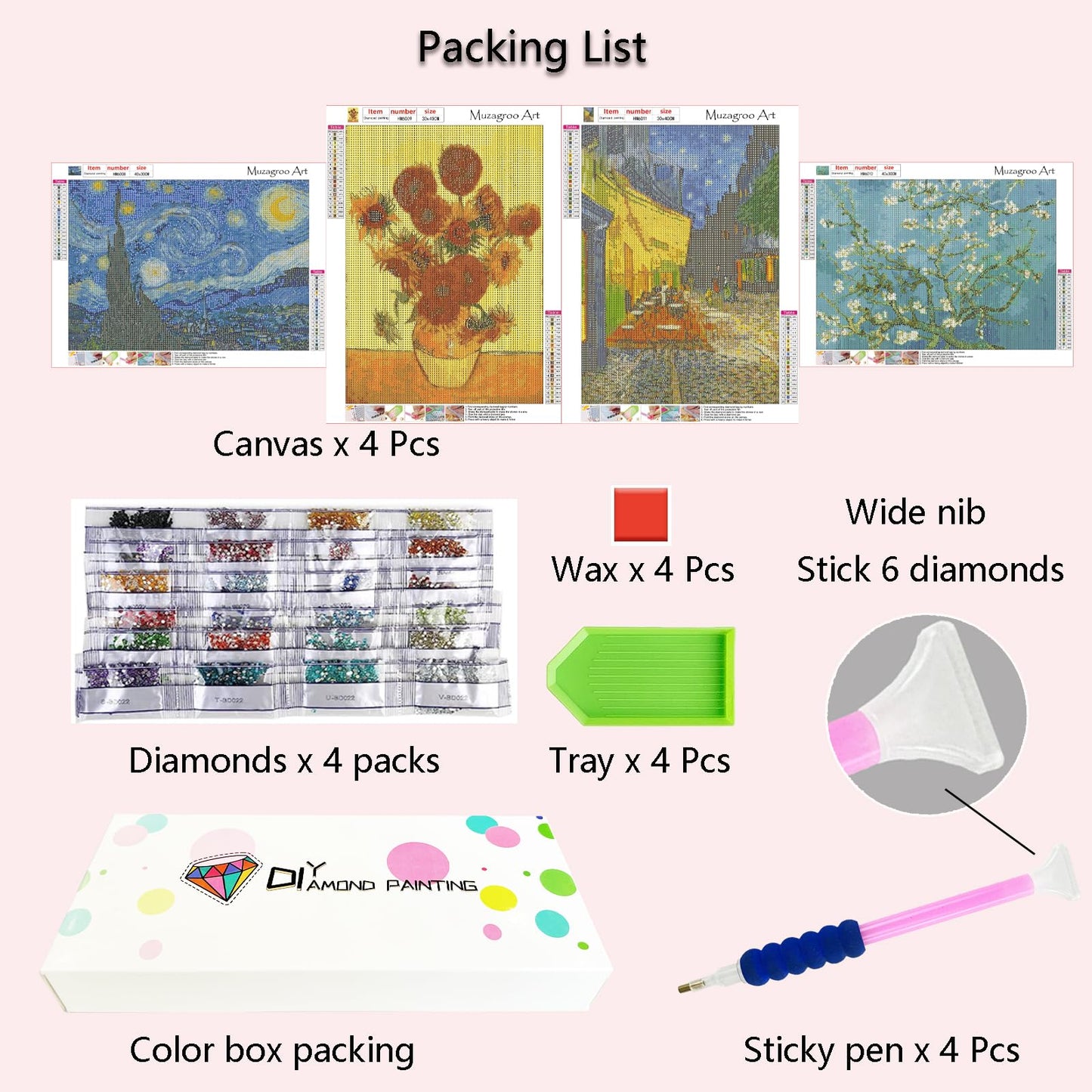 Muzagroo Art 5D Diamond Painting Kits for Adults, DIY Diamond Art Kits for Beginners, Turtle Diamond Dot Kits Gem Arts and Crafts for Living Room, Gem Painting Bedroom 4 PCS Wall Art