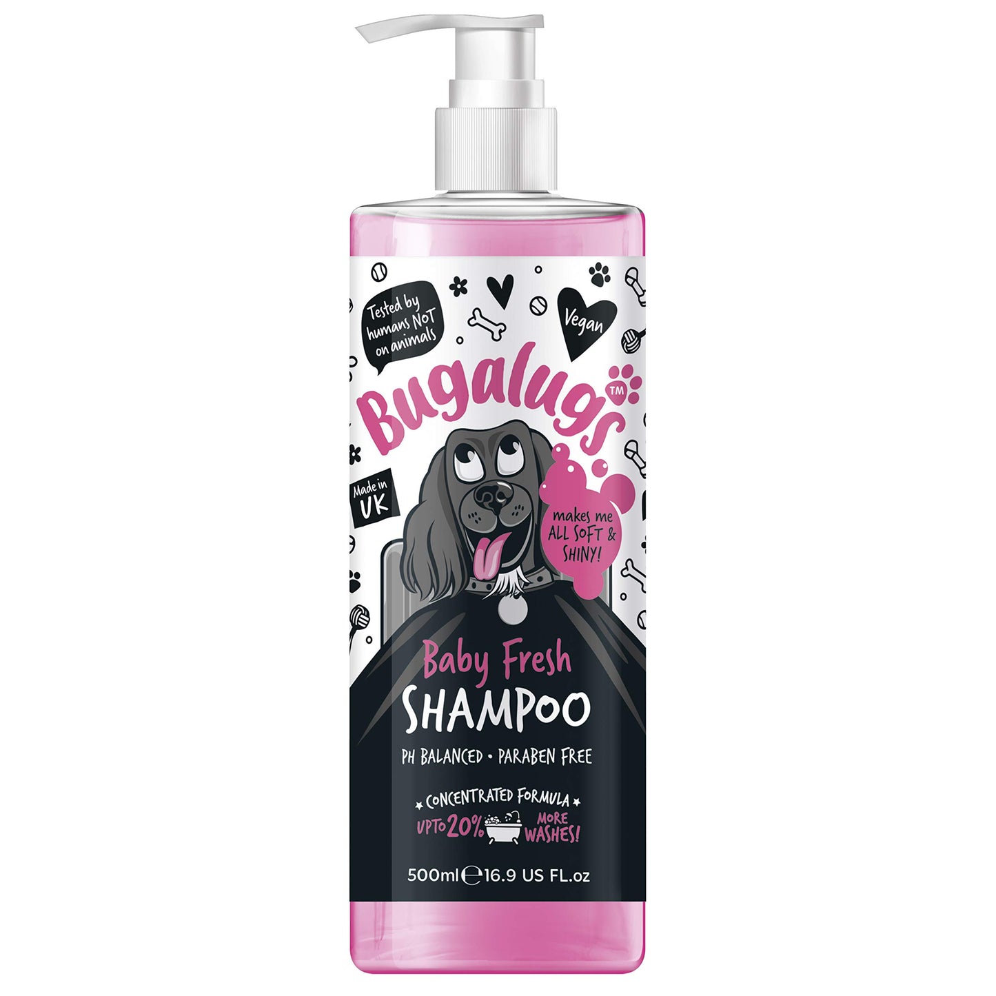 BUGALUGS Baby Fresh Dog Shampoo grooming products for smelly dogs with baby powder scent, best puppy shampoo, Vegan pet shampoo professional (625ml)