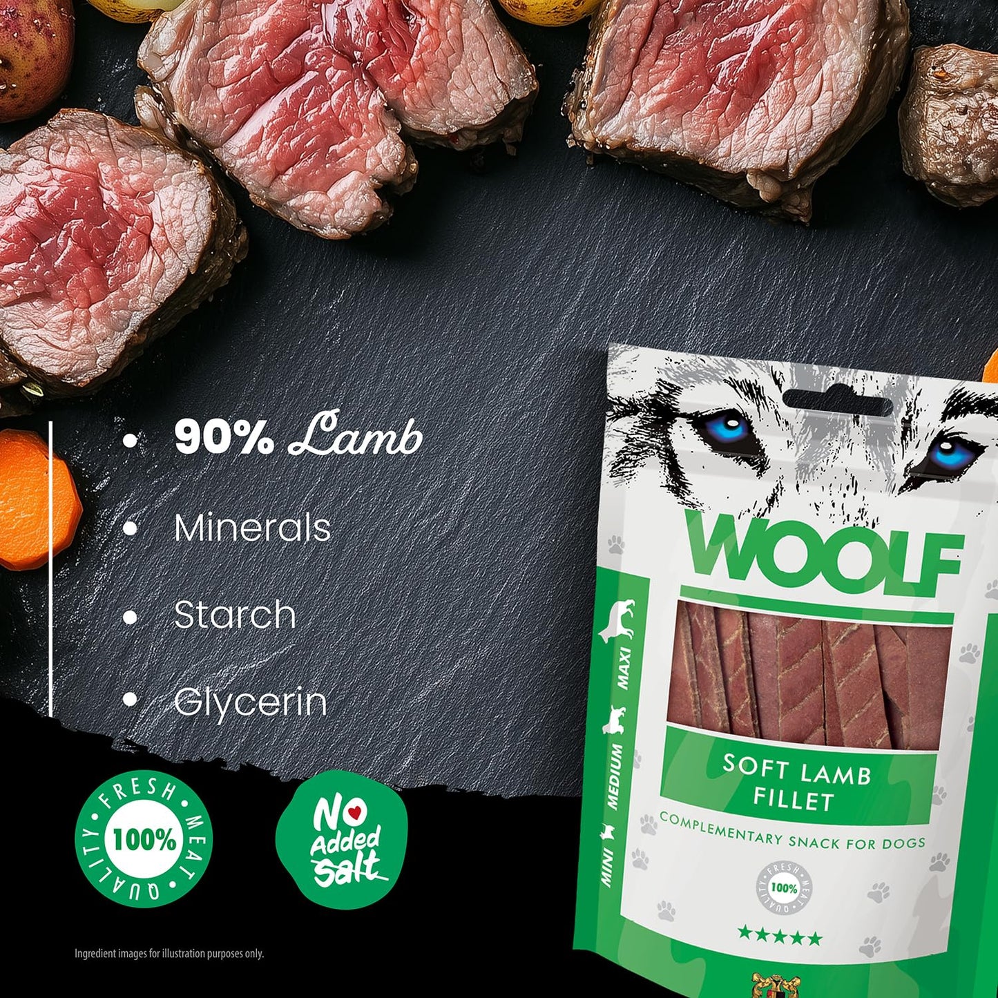 WOOLF Soft Duck Fillet Dog Treats - Complementary Snacks for Dogs. All-Natural Ingredients, High Meat Content, Nutritional, Free from Artificial Additives. Suitable for Dogs (100g)