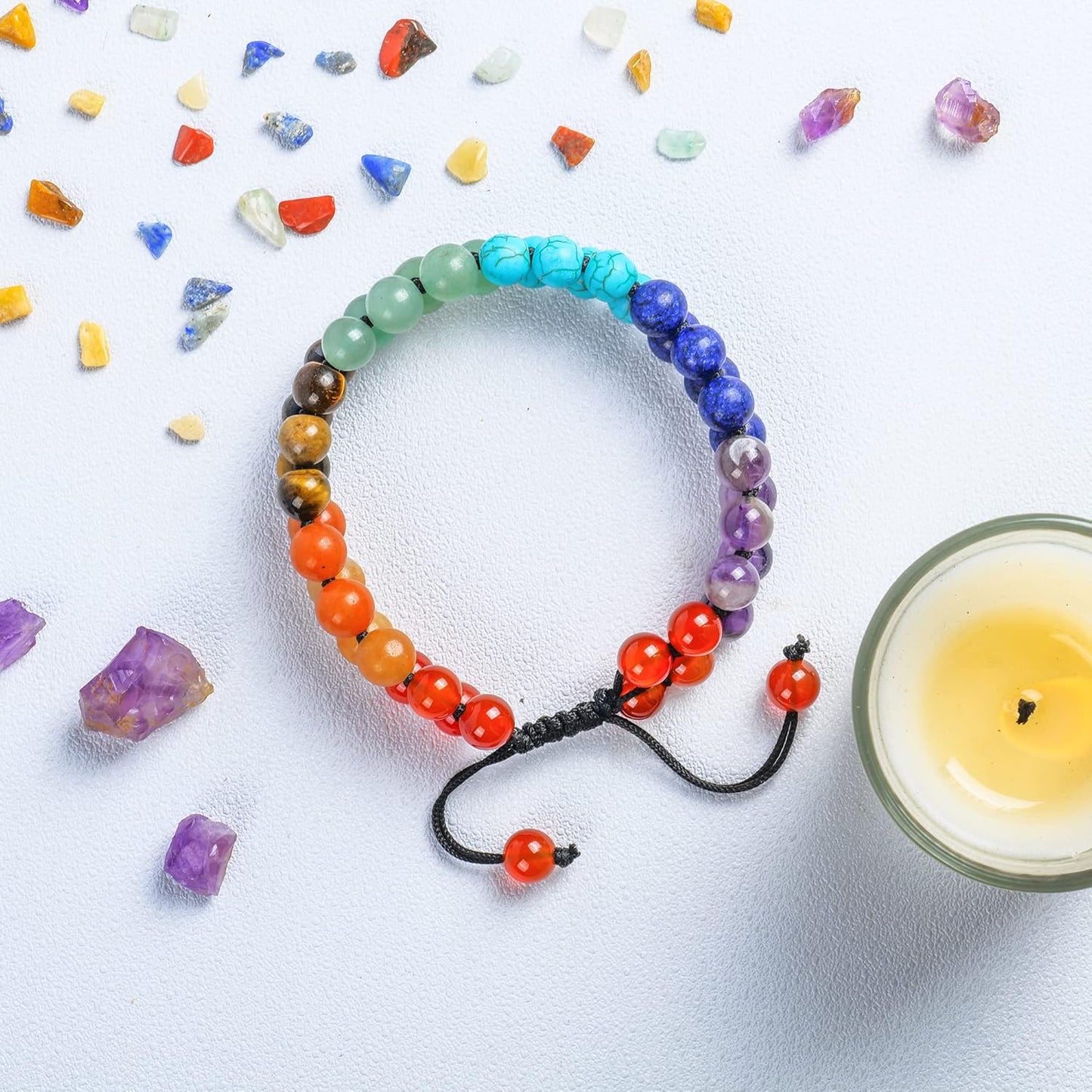 JAGPAROVA Chakra Bracelet - Good Luck Crystals - Gemstone Bracelets - Crystals Bracelet - Beaded Bracelets - Crystals And Gemstones - Chakra Crystal Bracelet - Reiki Gifts (seven chakra Double layer)