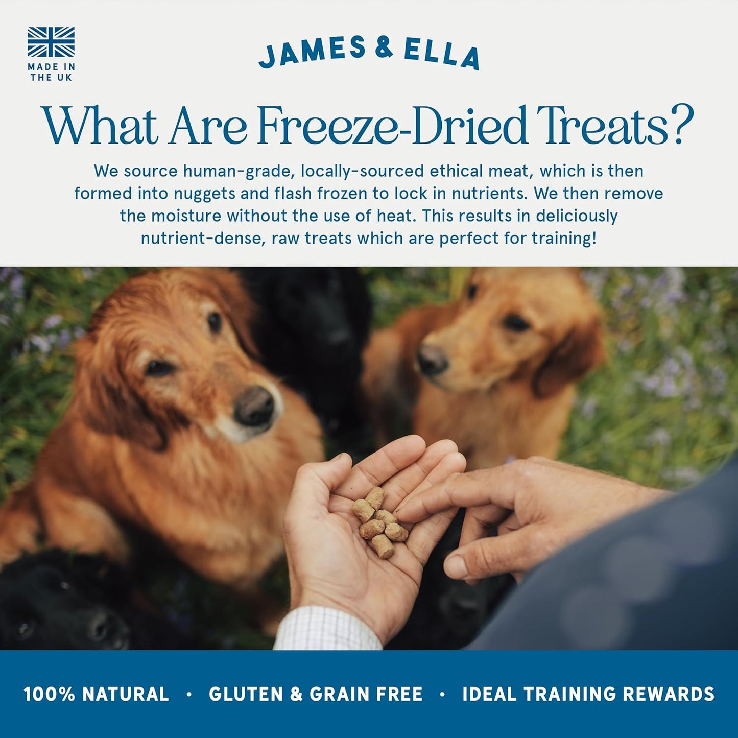 James & Ella Freeze-Dried Dog Treats (40g) ❘ Delicious Country Game Freeze-Dried Dog Treats, Packed with Protein, Essential Oils & Minerals for Happy, Healthy Dogs, Lightweight & Gluten Free