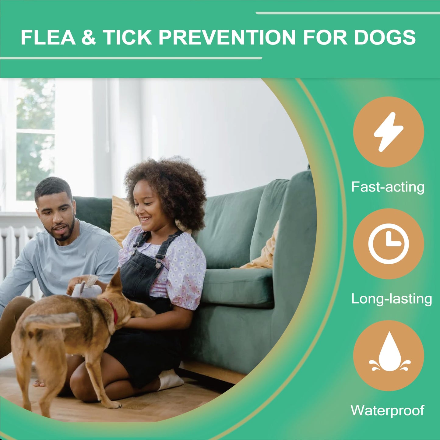Natural Spot on Flea and Tick Treatment for Dogs, Flea and Tick Prevention for Dogs, Dog Flea Treatment, Fast Acting & Waterproof, 3 Pipettes (11-20kg Medium Dogs)