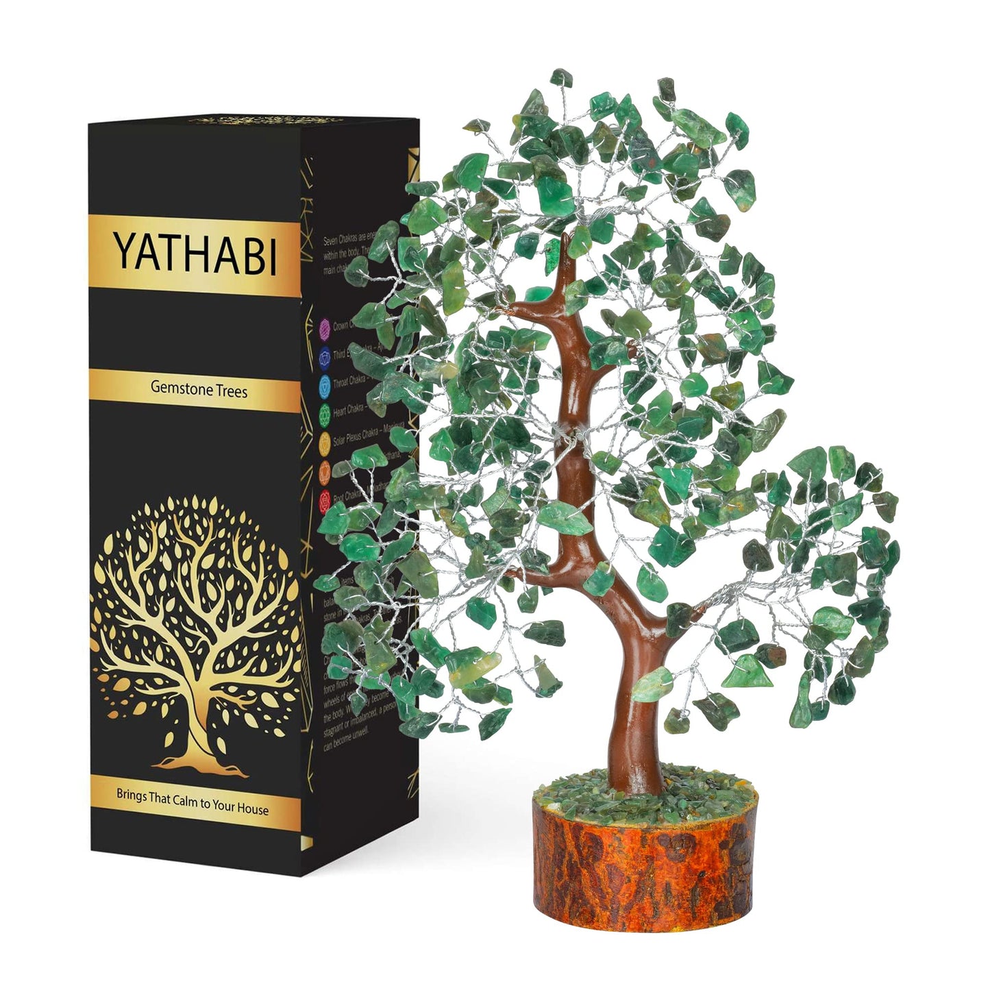 Tree of Life Gemstone Bonsai - Artificial Home and Office Decor, Spiritual Gift With Chakra Stones, Love Stone, Positive Energy - Crystal Rose Quartz