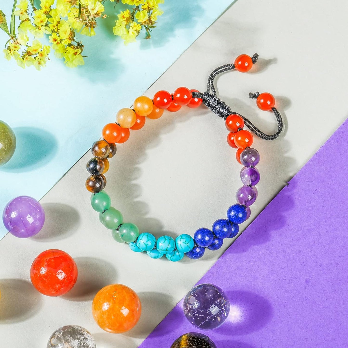 JAGPAROVA Chakra Bracelet - Good Luck Crystals - Gemstone Bracelets - Crystals Bracelet - Beaded Bracelets - Crystals And Gemstones - Chakra Crystal Bracelet - Reiki Gifts (seven chakra Double layer)