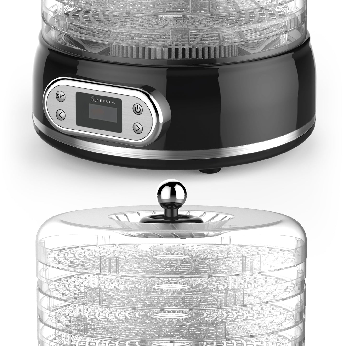 Nebula 450W Round 5 Tray Food Dehydrator | Adjustable Height, 35-70°C Temperature Control, 1-48 Hour Timer, Mesh Trays | Compact & Efficient Drying for Fruits, Vegetables, Meat, Herbs & Snacks