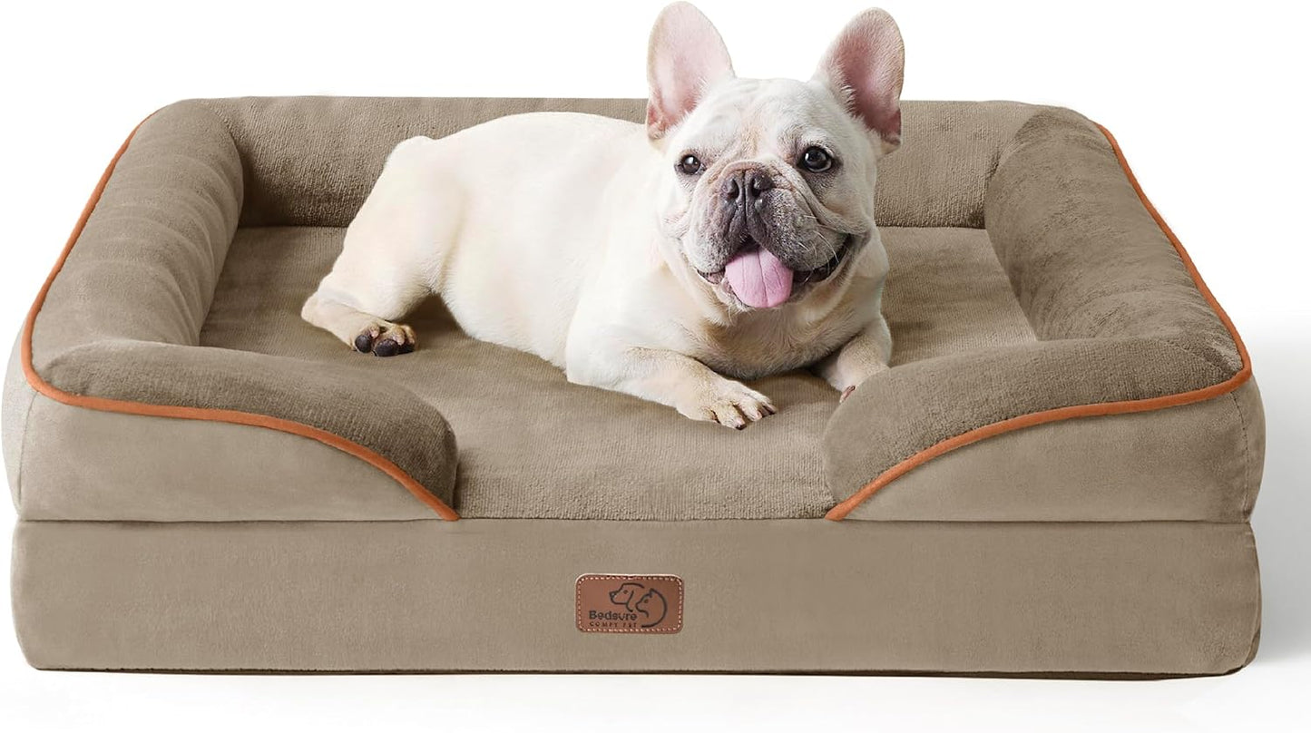 Bedsure Dog Sofa Bed Extra Large - Washable Orthopedic Dog Beds and Couch with Removable Flannel Zipper Cover, XL Plus Waterproof Human Dog Bed for Adults, Squre Pet Bed