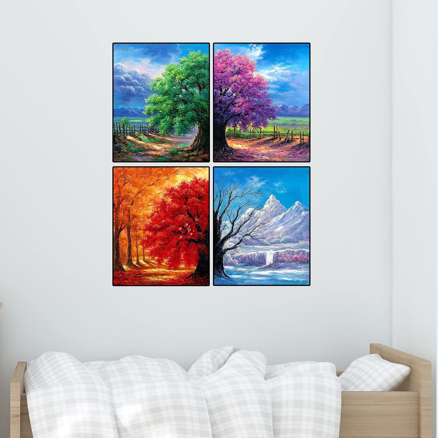 Muzagroo Art 5D Diamond Painting Kits for Adults, DIY Diamond Art Kits for Beginners, Turtle Diamond Dot Kits Gem Arts and Crafts for Living Room, Gem Painting Bedroom 4 PCS Wall Art