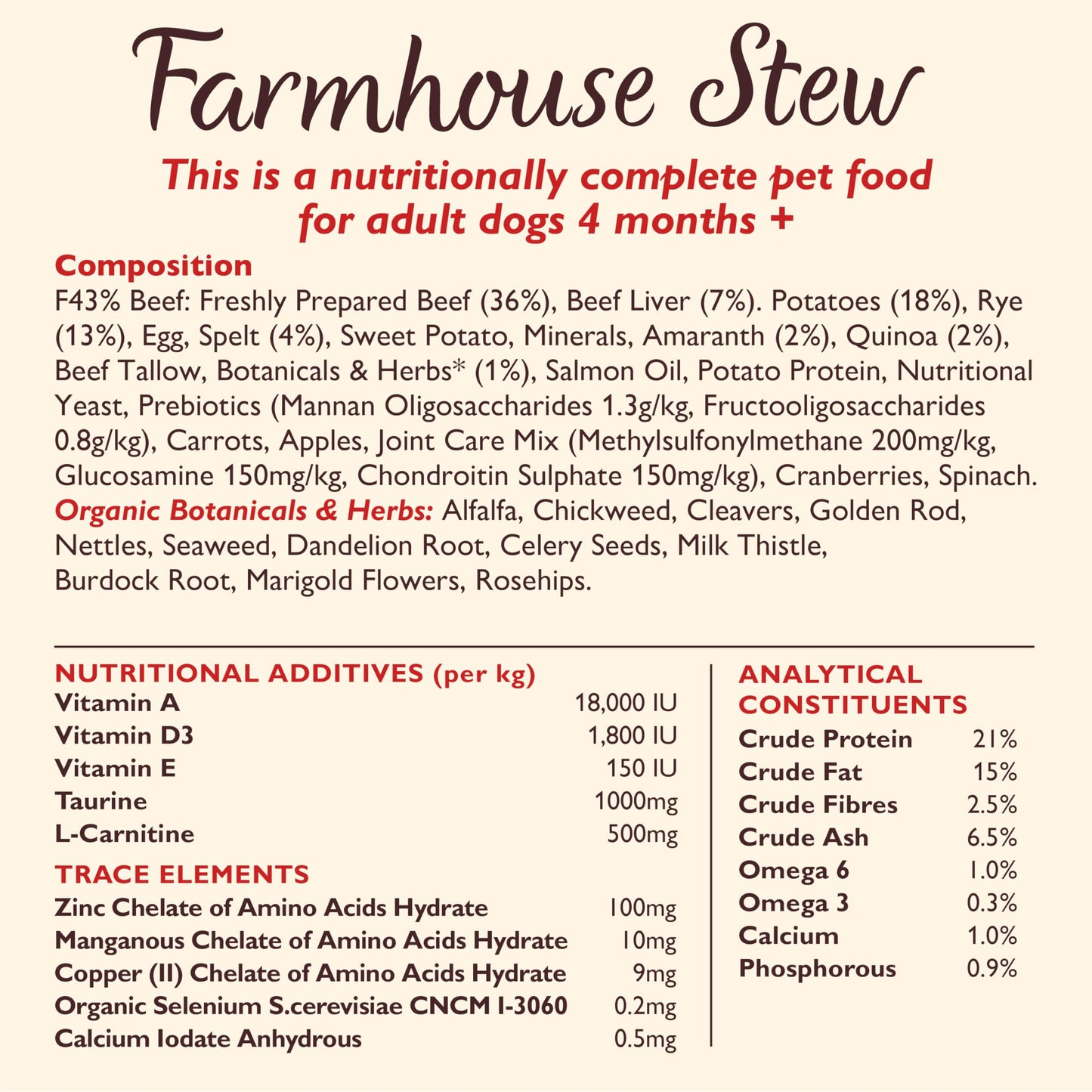 Lily’s Kitchen Made with Natural Ingredients Adult Dry Dog Food Beef Stew with Ancient Grains 1kg Bag