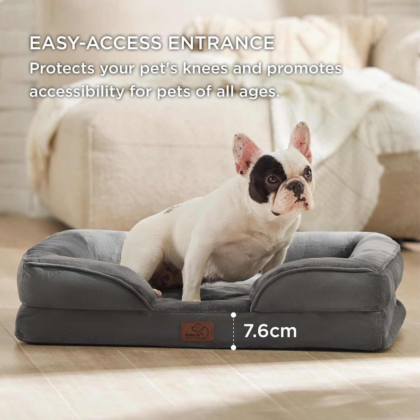 Bedsure Dog Sofa Bed Extra Large - Washable Orthopedic Dog Beds and Couch with Removable Flannel Zipper Cover, XL Plus Waterproof Human Dog Bed for Adults, Squre Pet Bed