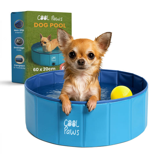 Cool Paws Paddling Pool – Foldable Dog & Kids Pool in Multiple Sizes (S–XL), Leakproof & Durable Hard Plastic Design, Pet Bath or Play Pool for Indoors, Outdoors, Garden, Patio – Blue