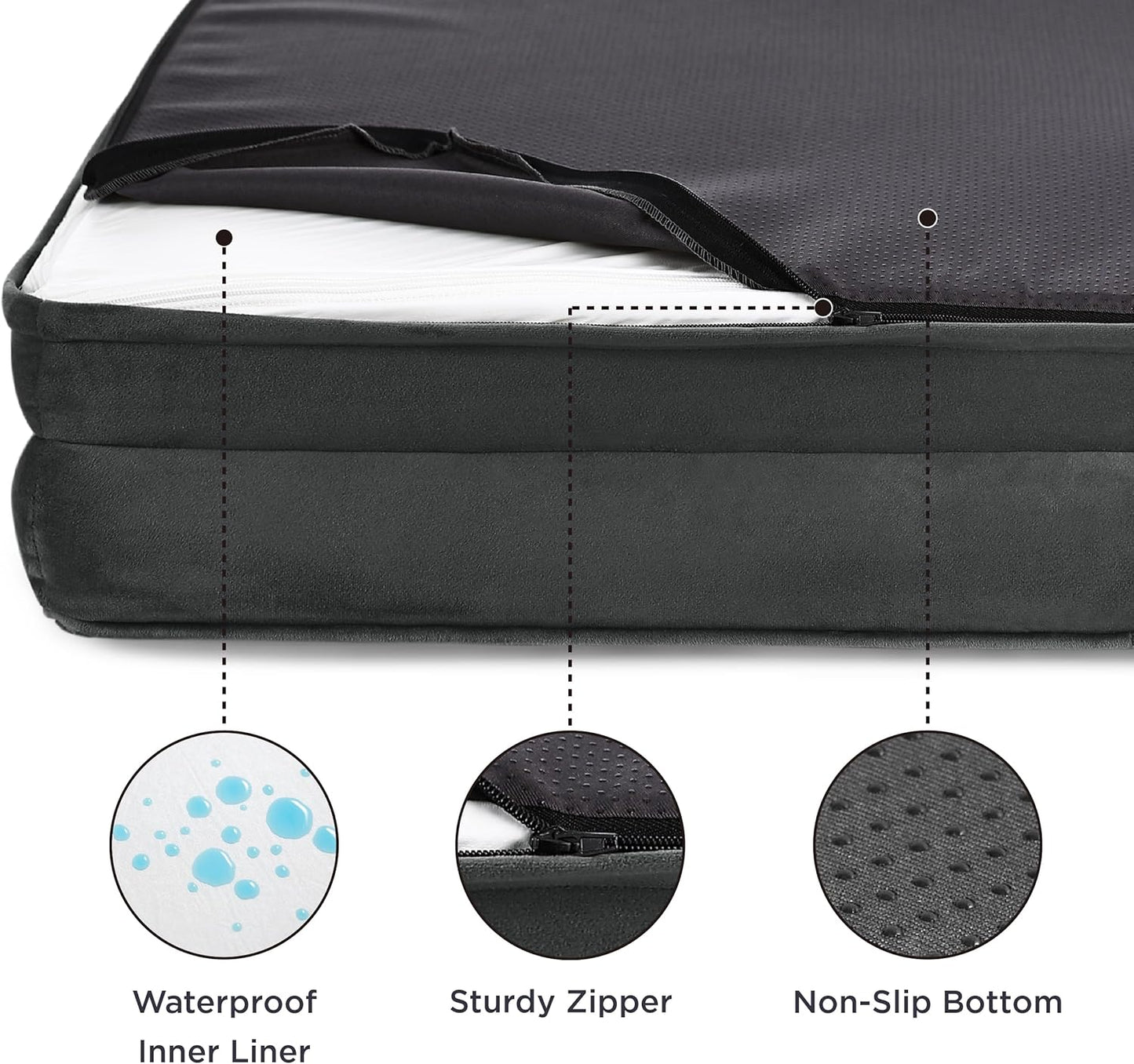 Bedsure Dog Sofa Bed Extra Large - Washable Orthopedic Dog Beds and Couch with Removable Flannel Zipper Cover, XL Plus Waterproof Human Dog Bed for Adults, Squre Pet Bed