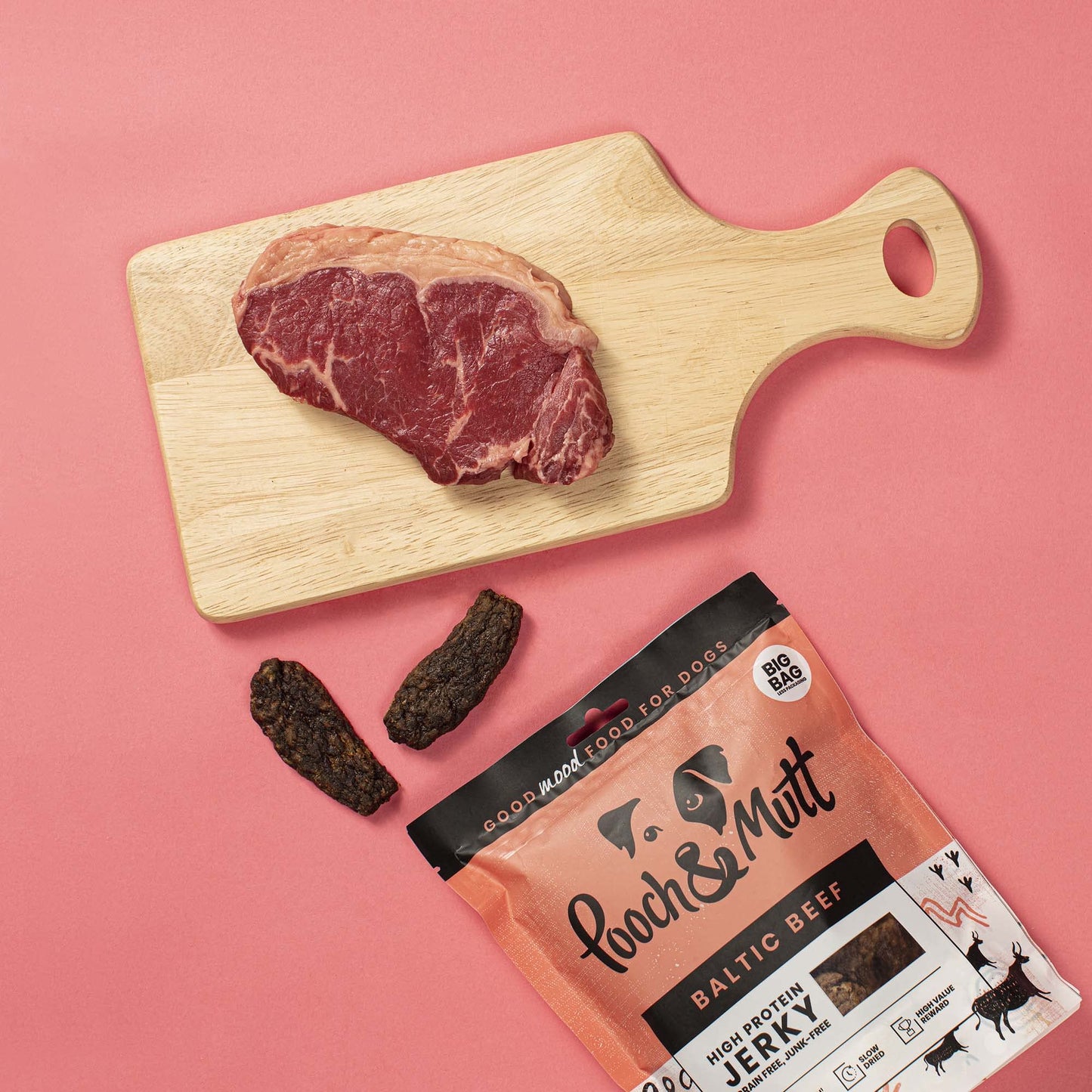 Pooch & Mutt - Meaty Jerky Treats, Grain Free Baltic Beef for Training Reward
