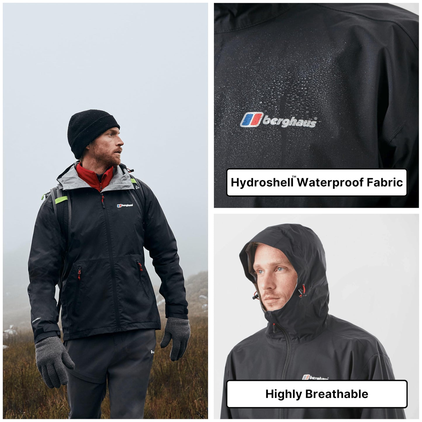 Berghaus Men’s Stormcloud Waterproof Jacket with Adjustable Hood and Drawcord Hem, Breathable, Lightweight & Durable Technical Raincoat, Ideal for Walking, Hiking & Outdoor Recreation