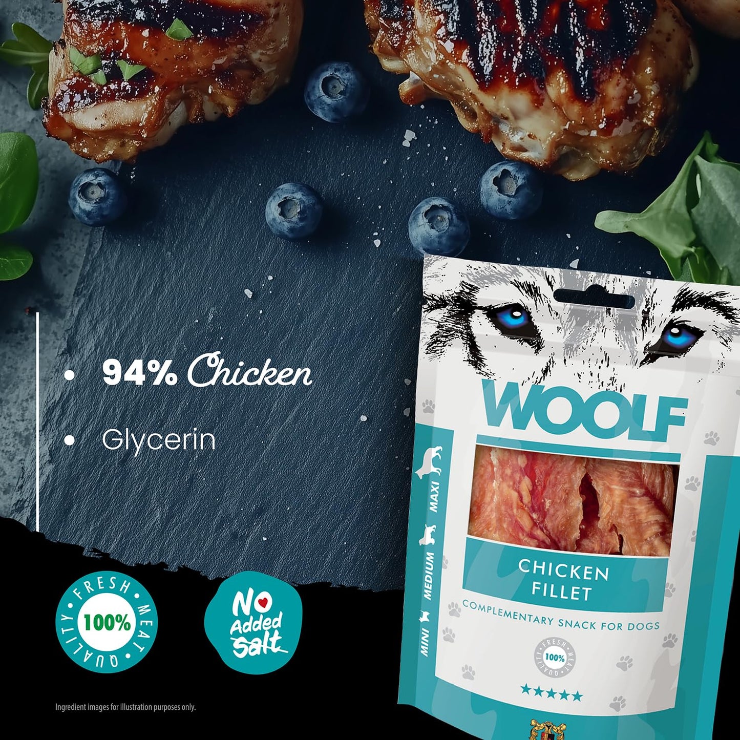 WOOLF Soft Duck Fillet Dog Treats - Complementary Snacks for Dogs. All-Natural Ingredients, High Meat Content, Nutritional, Free from Artificial Additives. Suitable for Dogs (100g)
