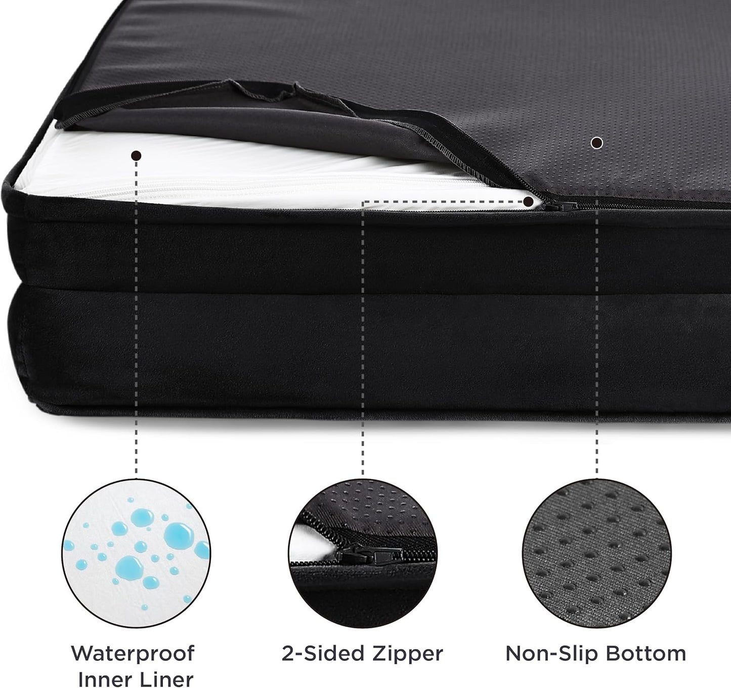 Bedsure Dog Sofa Bed Extra Large - Washable Orthopedic Dog Beds and Couch with Removable Flannel Zipper Cover, XL Plus Waterproof Human Dog Bed for Adults, Squre Pet Bed