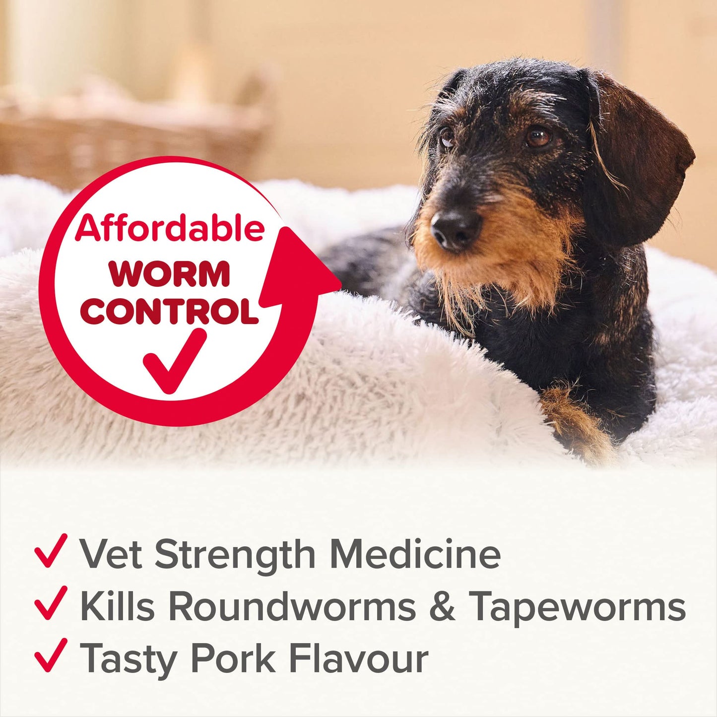 Beaphar | WORMclear® Tablets for Dogs up to 40kg | Kills All Common UK Intestinal Worms (Roundworms & Tapeworms) | Vet Strength Treatment | Pork-flavoured | 4 tablets