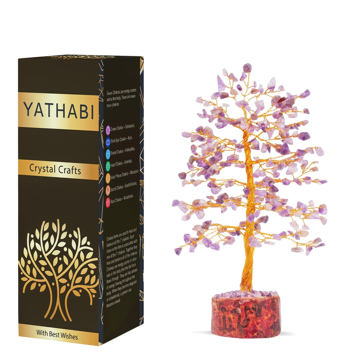 Tree of Life Gemstone Bonsai - Artificial Home and Office Decor, Spiritual Gift With Chakra Stones, Love Stone, Positive Energy - Crystal Rose Quartz