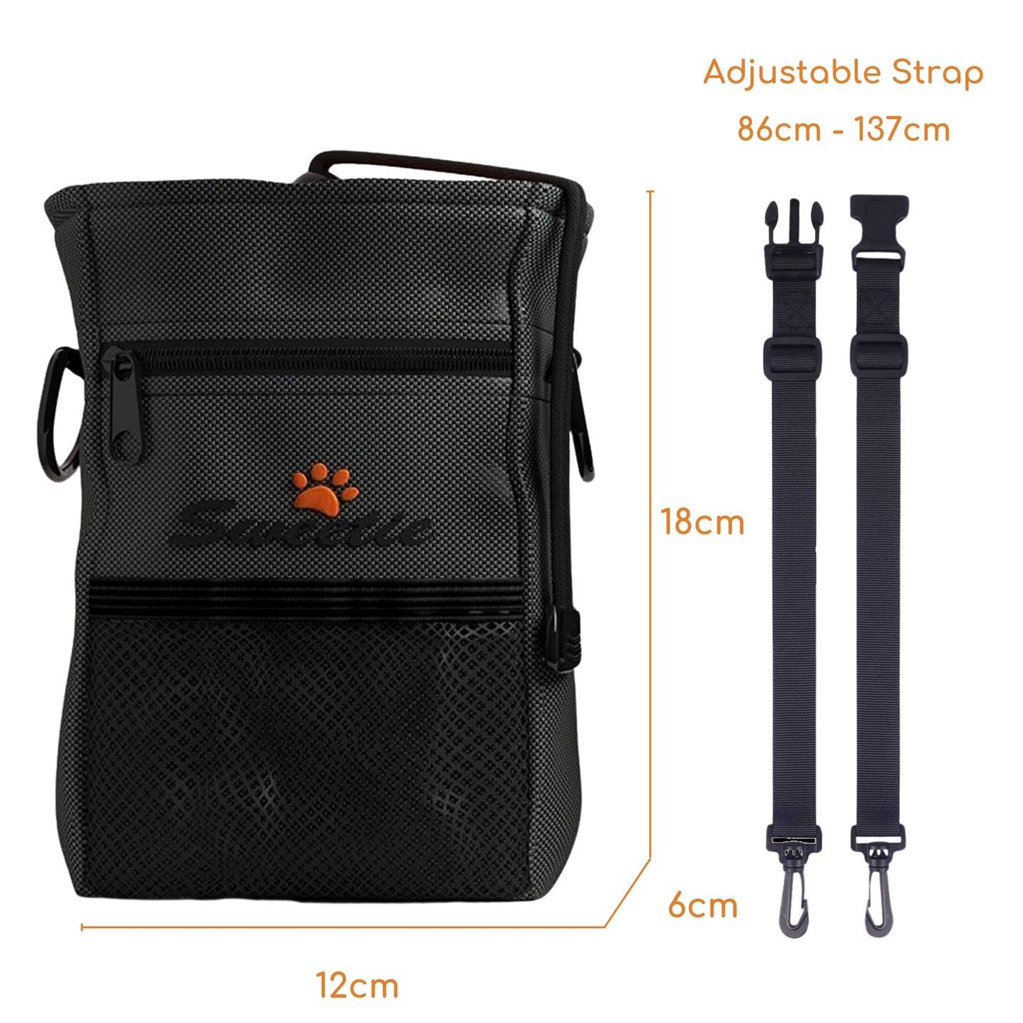 Sweetie Premium Dog Treat Pouch Bag for Walking & Training, with Poop Bag Holder, Collapsible Bowl & Free Clicker - Perfect Puppy Kit