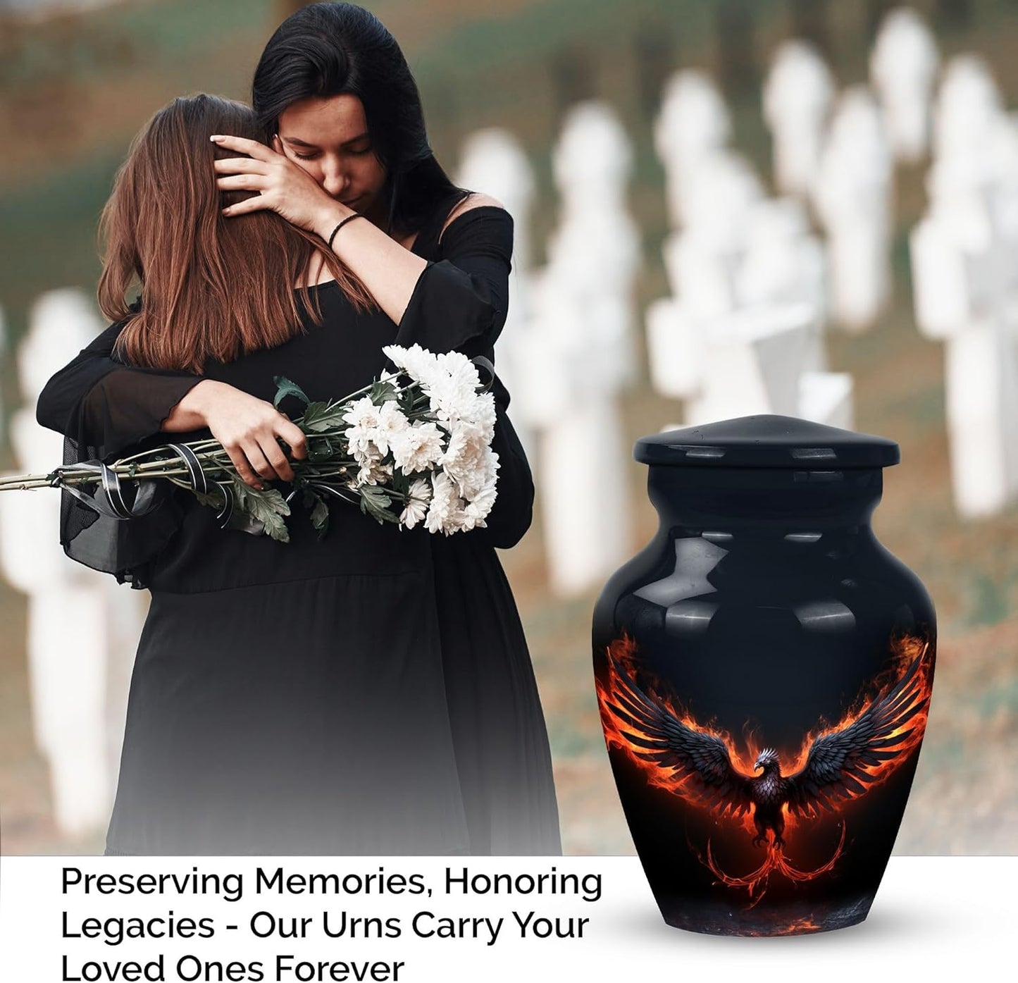 YASUBJAG Dove Urn - Aluminium Cremation Urn for Adults, Multicolor, Birds Pattern, 10 Inch