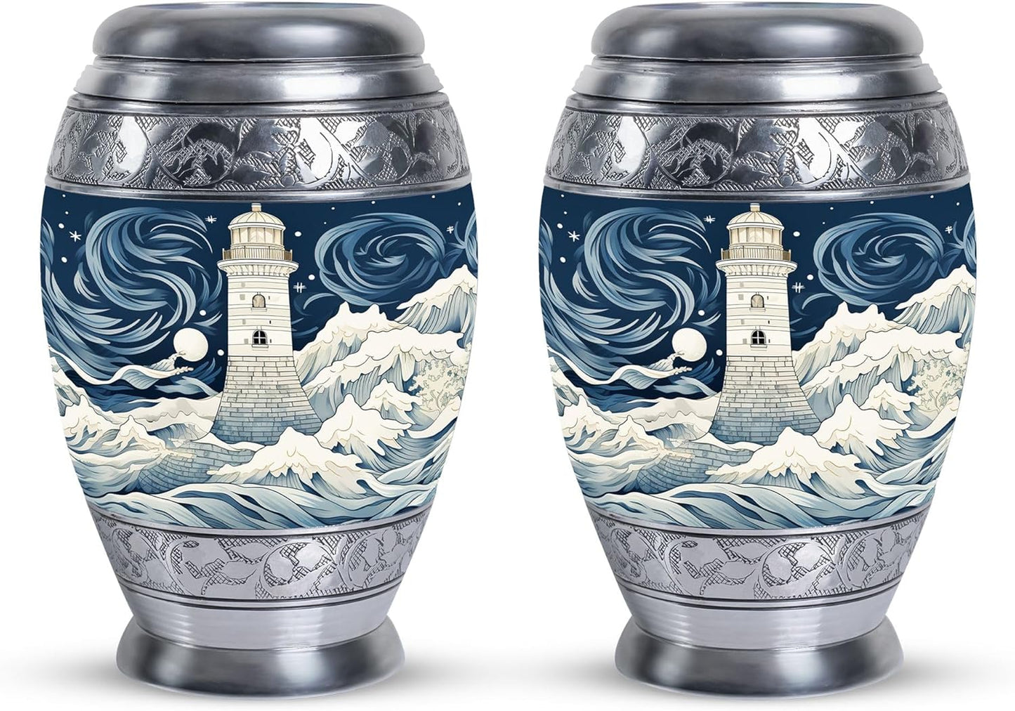 YASUBJAG Dove Urn - Aluminium Cremation Urn for Adults, Multicolor, Birds Pattern, 10 Inch