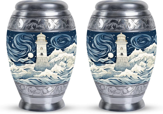 YASUBJAG Dove Urn - Aluminium Cremation Urn for Adults, Multicolor, Birds Pattern, 10 Inch