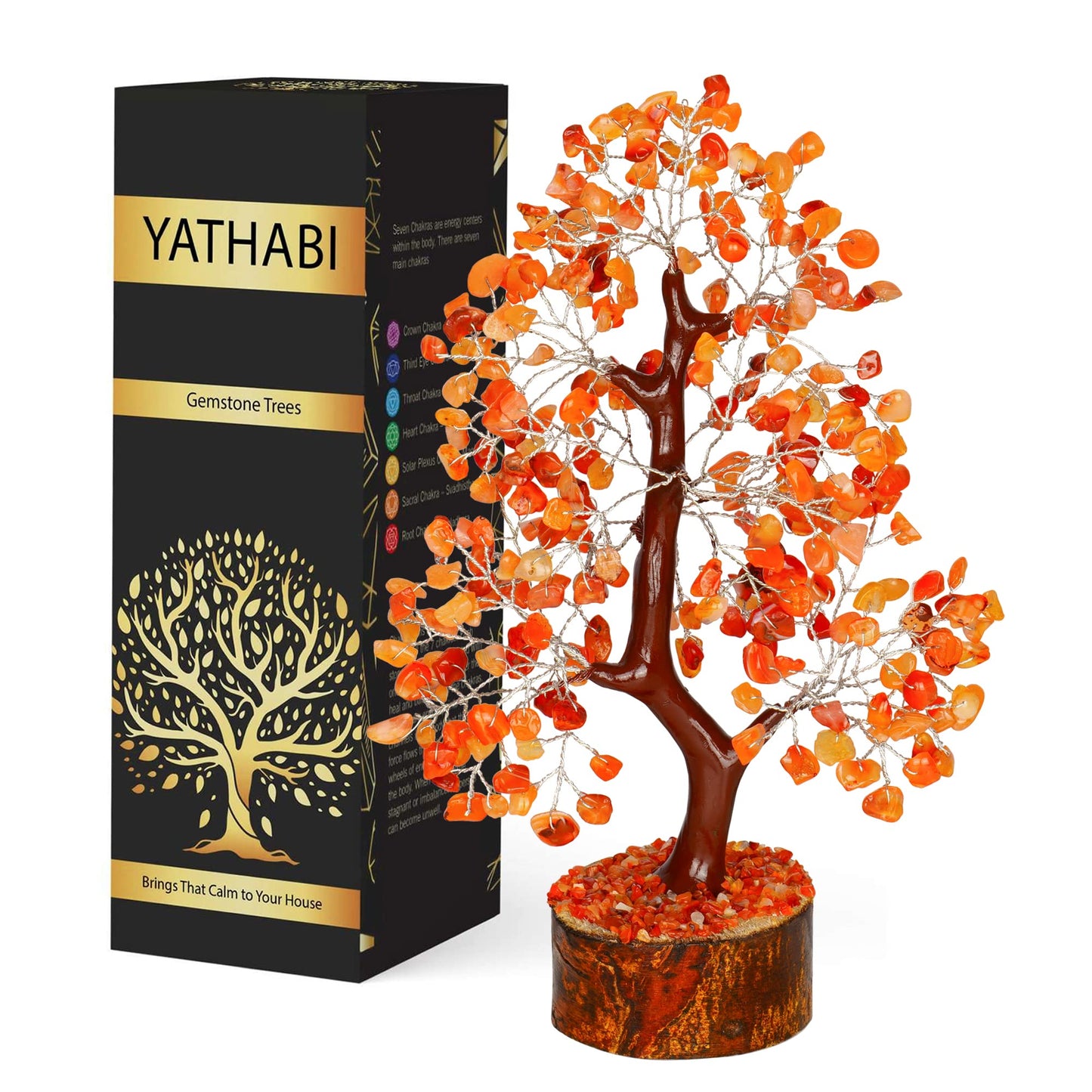 Tree of Life Gemstone Bonsai - Artificial Home and Office Decor, Spiritual Gift With Chakra Stones, Love Stone, Positive Energy - Crystal Rose Quartz