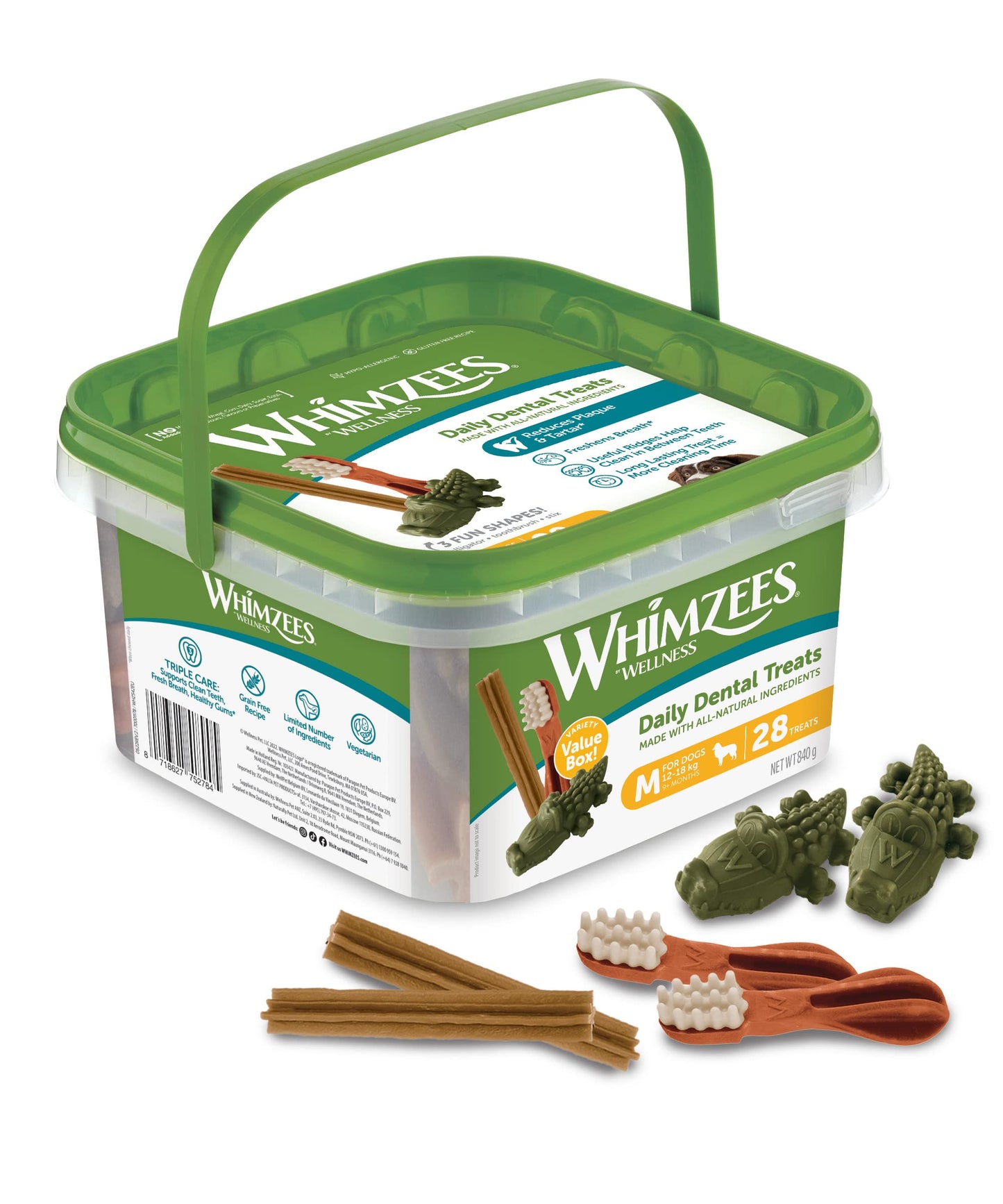WHIMZEES By Wellness Variety Box Dental, Mixed Shapes, Size S, 56 Pieces, Natural and Grain Free Dog Chews, Dog Dental Sticks for Small Breeds, No Added Sugar