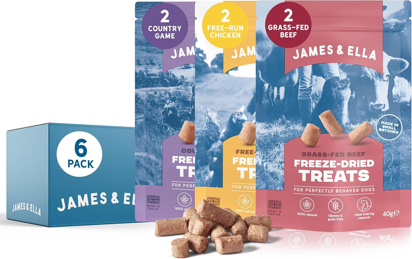James & Ella Freeze-Dried Dog Treats (40g) ❘ Delicious Country Game Freeze-Dried Dog Treats, Packed with Protein, Essential Oils & Minerals for Happy, Healthy Dogs, Lightweight & Gluten Free
