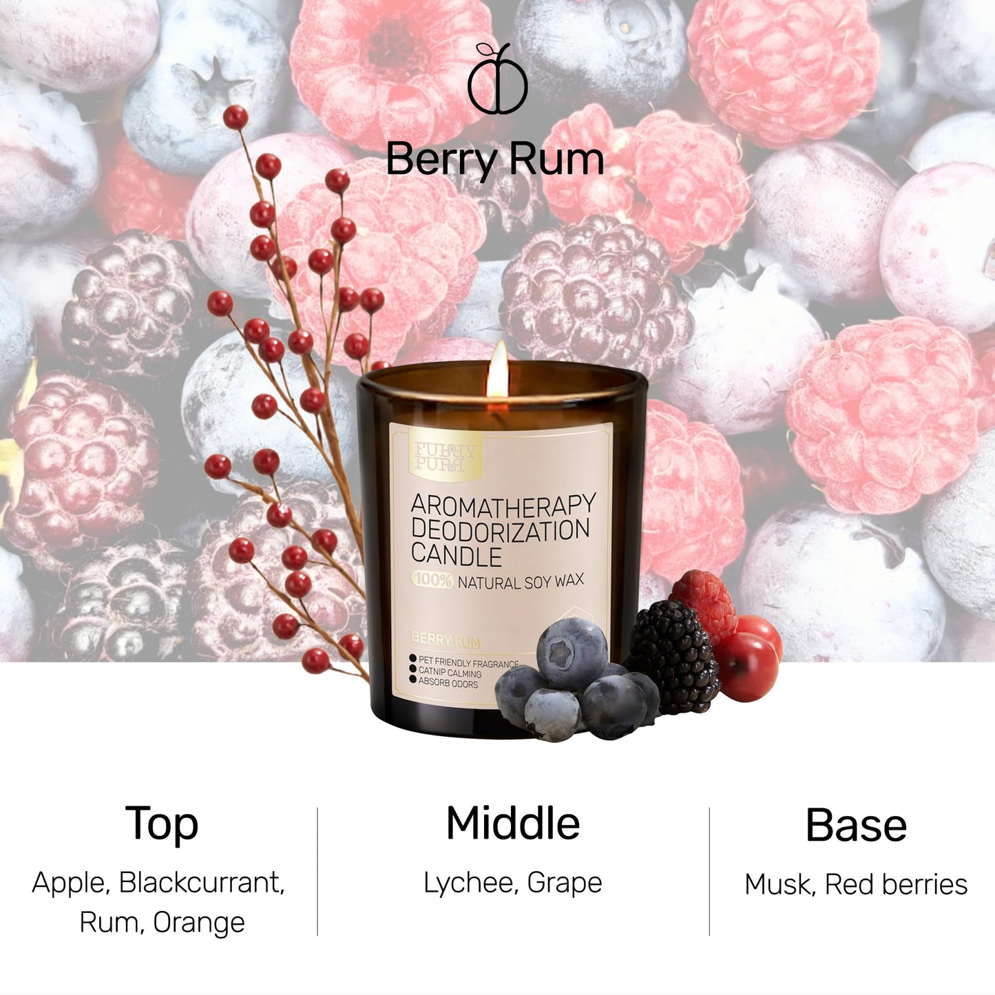 Furry Purr Pet Odor Eliminator Candle, Natural Soy Wax Candles with Catnip Essential Oil, Pet-Friendly Candles for Home Scented, Pet Lover Gifts, 60-Hour Burn Time, Lily of The Valley Fragrance, 7 oz