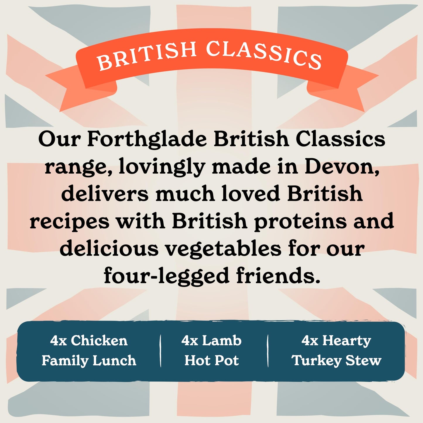 Forthglade British Classics Wet Dog Food Variety Pack (12 x 395g Trays) - Grain Free & Hypoallergenic Dog Food, Adult 1 Year+, Chicken, Lamb and Beef with Vegetables, Stomach Sensitive Meals
