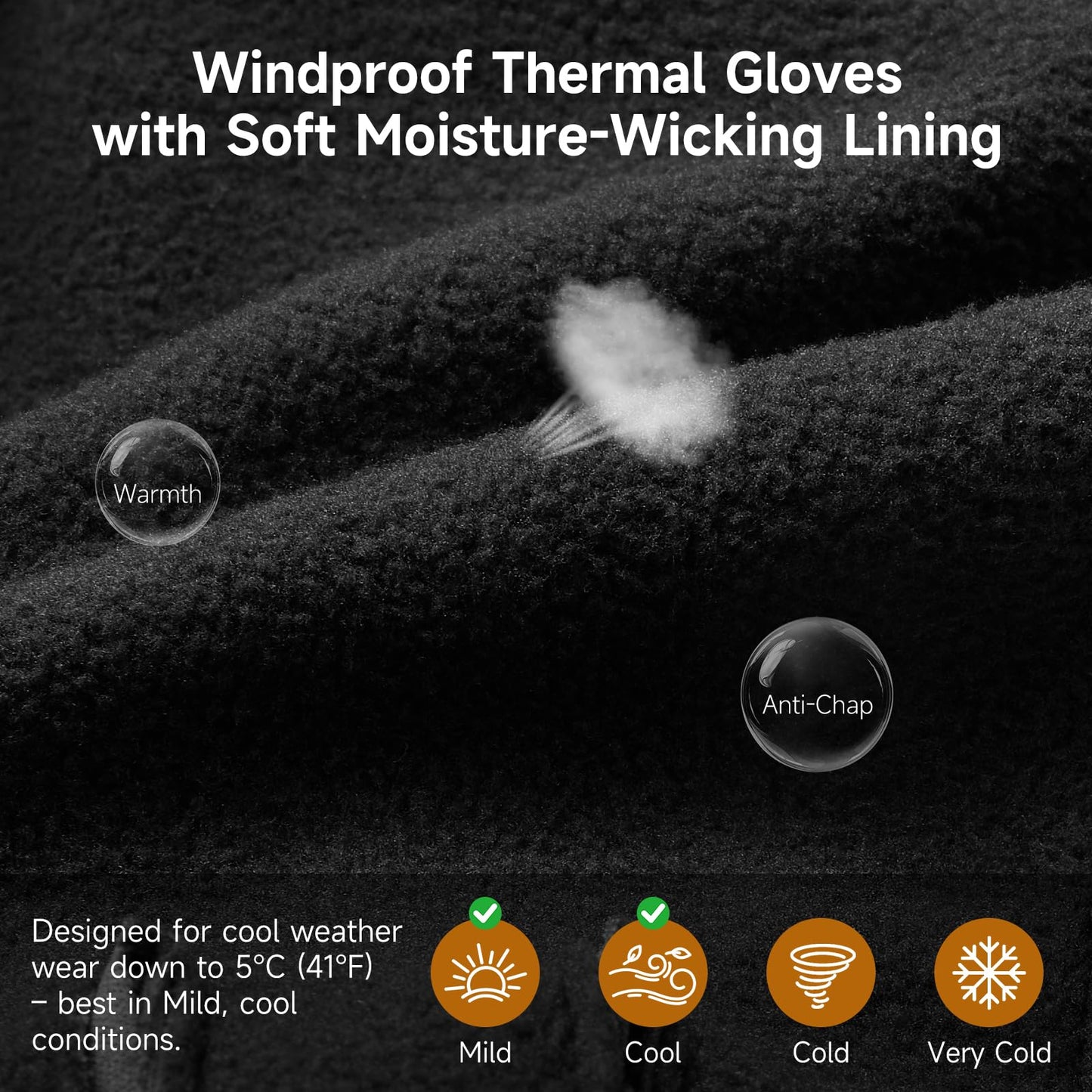 OZERO Thermal Gloves Touch Screen, Water Resistant Windproof Winter Gloves for Running Cycling Driving Hiking Biking Riding Outdoor for Men Women
