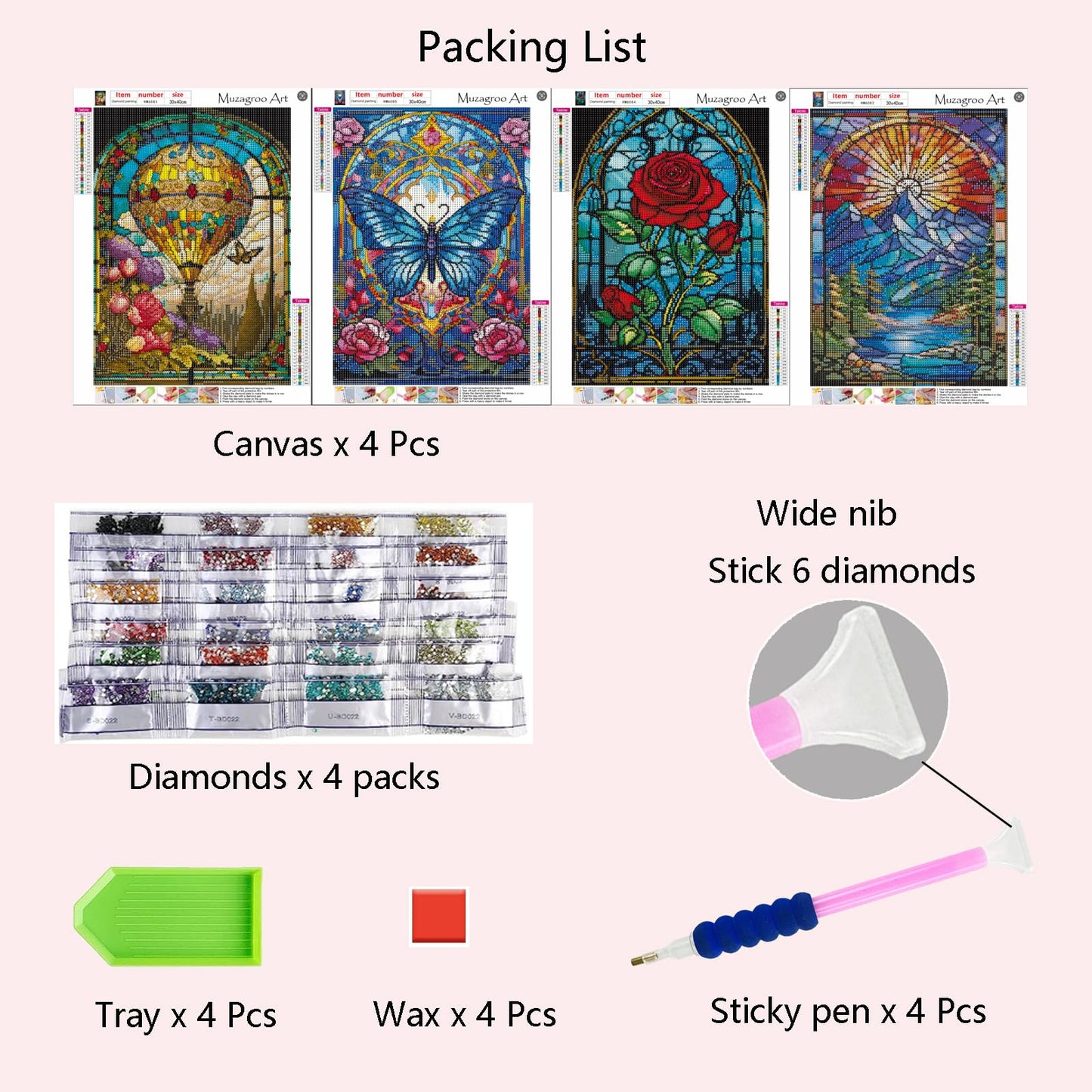 Muzagroo Art 5D Diamond Painting Kits for Adults, DIY Diamond Art Kits for Beginners, Turtle Diamond Dot Kits Gem Arts and Crafts for Living Room, Gem Painting Bedroom 4 PCS Wall Art