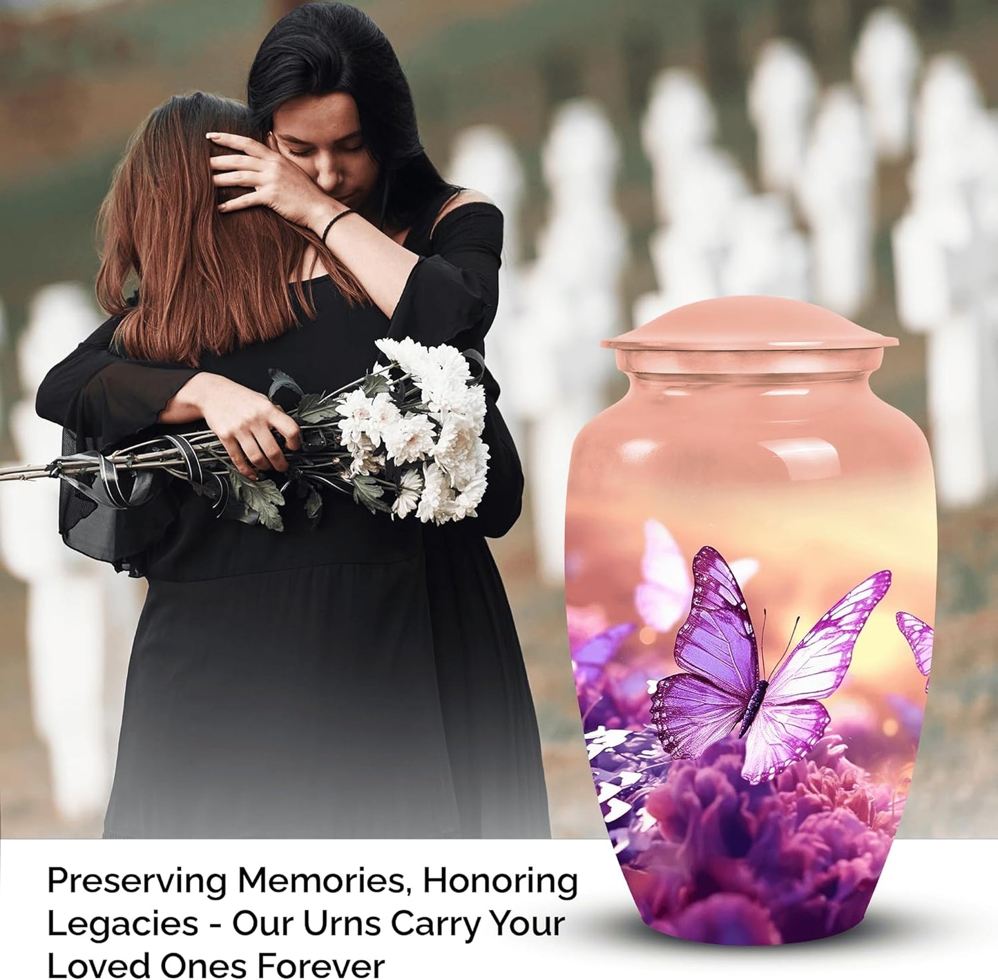 YASUBJAG Dove Urn - Aluminium Cremation Urn for Adults, Multicolor, Birds Pattern, 10 Inch