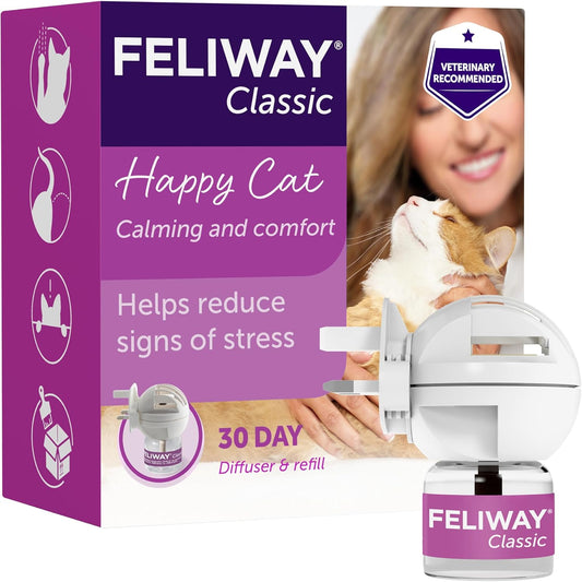 Feliway Classic 30 Day Starter Kit | Plug In Anxiety Relief Pheromone Diffuser For Cats With 48ml Feliway Classic Refill | Calm Your Cat And Reduce Behavioural Issues And Stress With Feliway Classic
