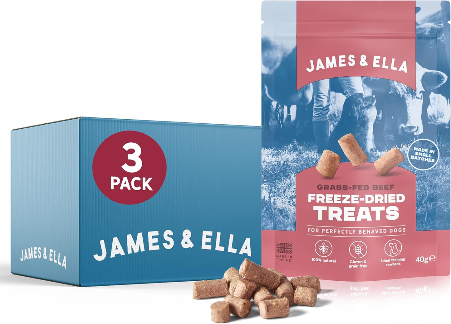 James & Ella Freeze-Dried Dog Treats (40g) ❘ Delicious Country Game Freeze-Dried Dog Treats, Packed with Protein, Essential Oils & Minerals for Happy, Healthy Dogs, Lightweight & Gluten Free