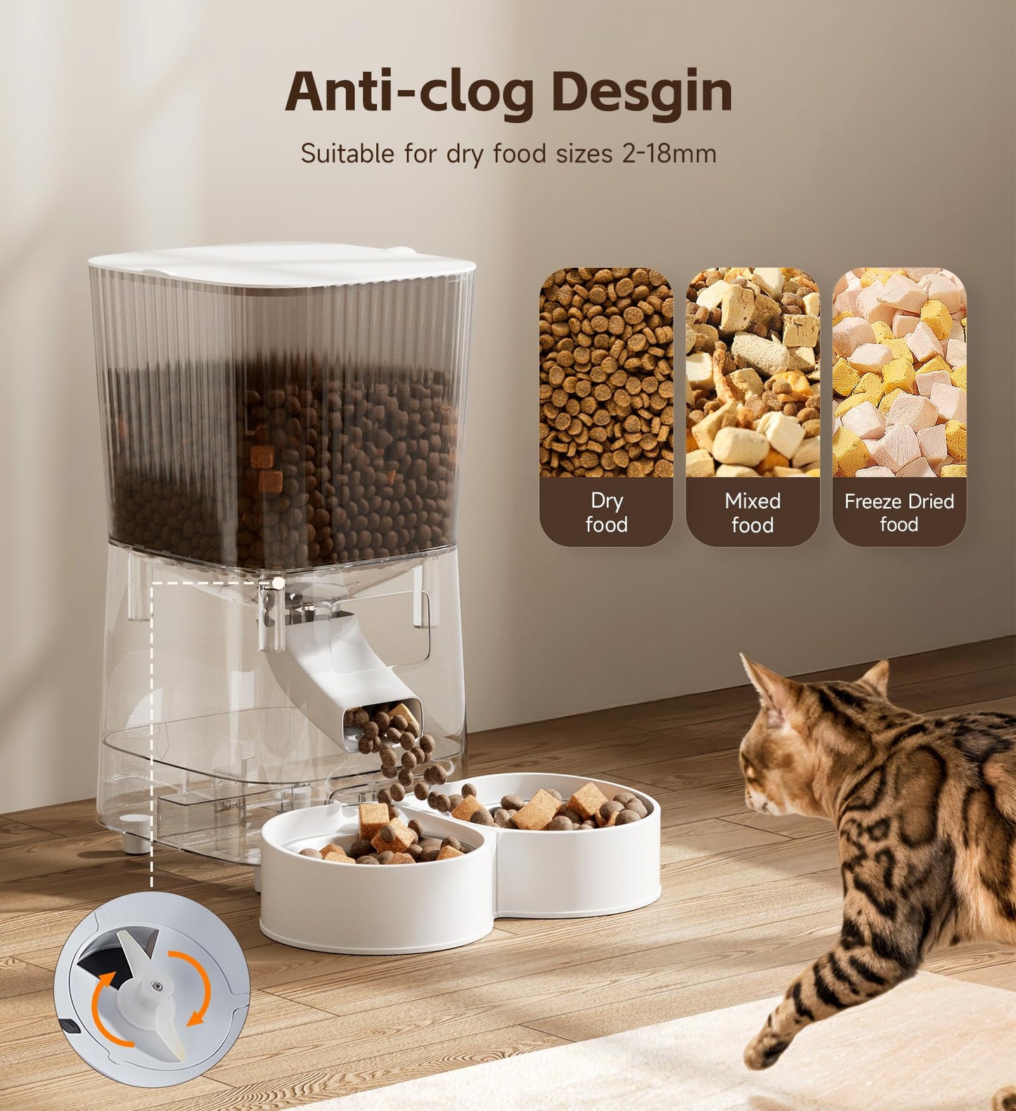5L Cat Feeder Automatic with Timer, Automatic Cat Feeder, 1-9 Meals Per Day, Cats Food Dispenser with 2 Bowl, Auto Pet Feeder for 2 kittens and Small Dogs, Dual Power Supply     FREE DELIVERY