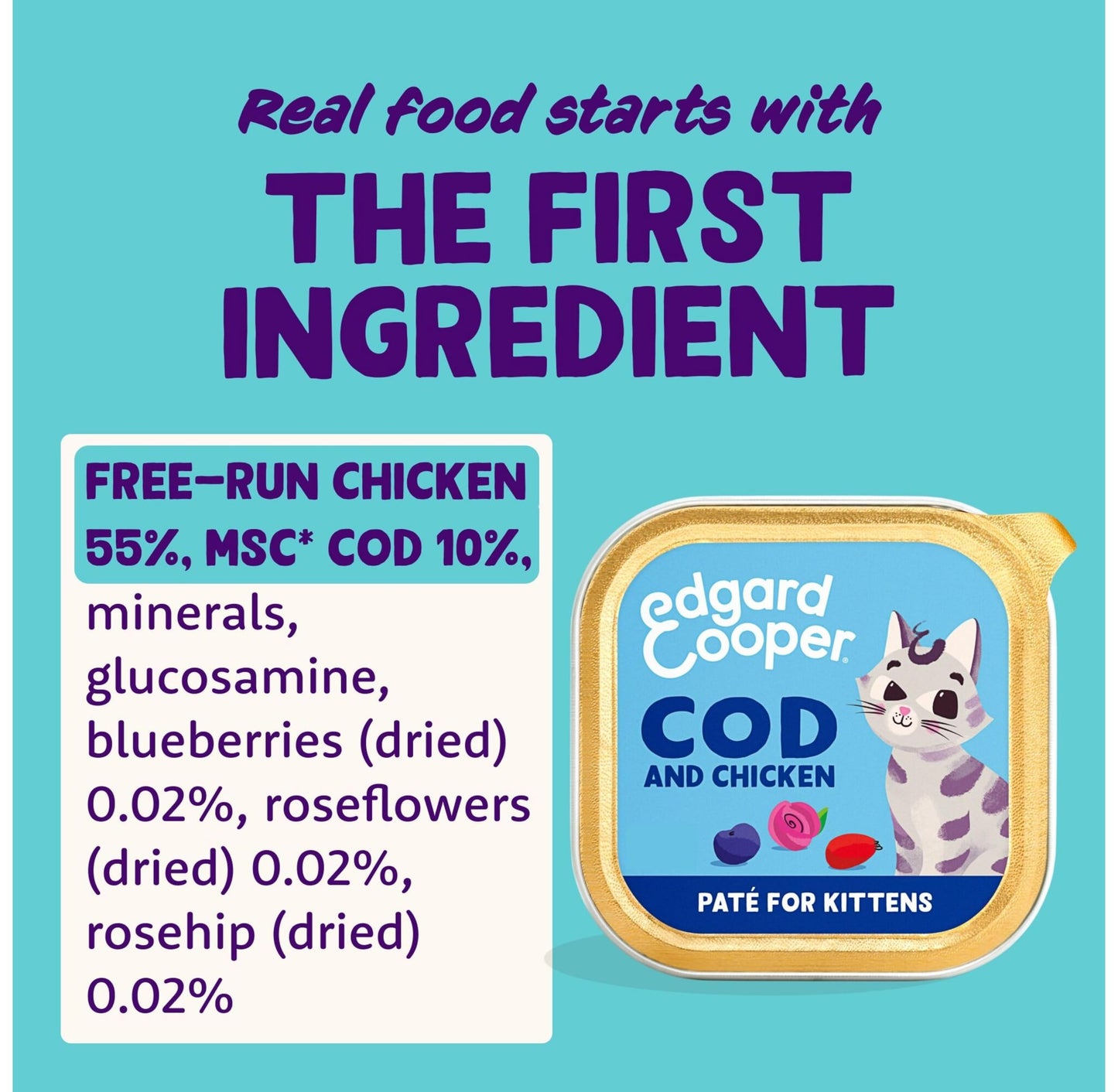 Edgard Cooper Grain Free Wet Cat Food Pate for Adult Cats (Salmon&Chicken 16 x 85g), Natural Cat Food in Cup for Sterilized or Active Cats, Fresh Meat, No Added Sugar